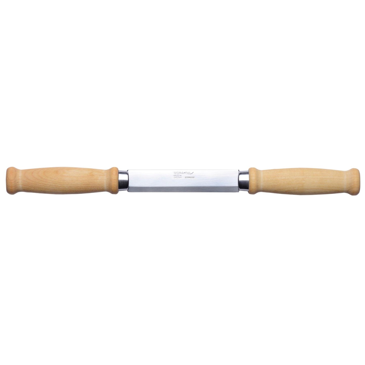 MORAKNIV Wood Splitting 220 medžio drožimo peilis su mediniais rankenėliais ir nerūdijančio plieno geležte.