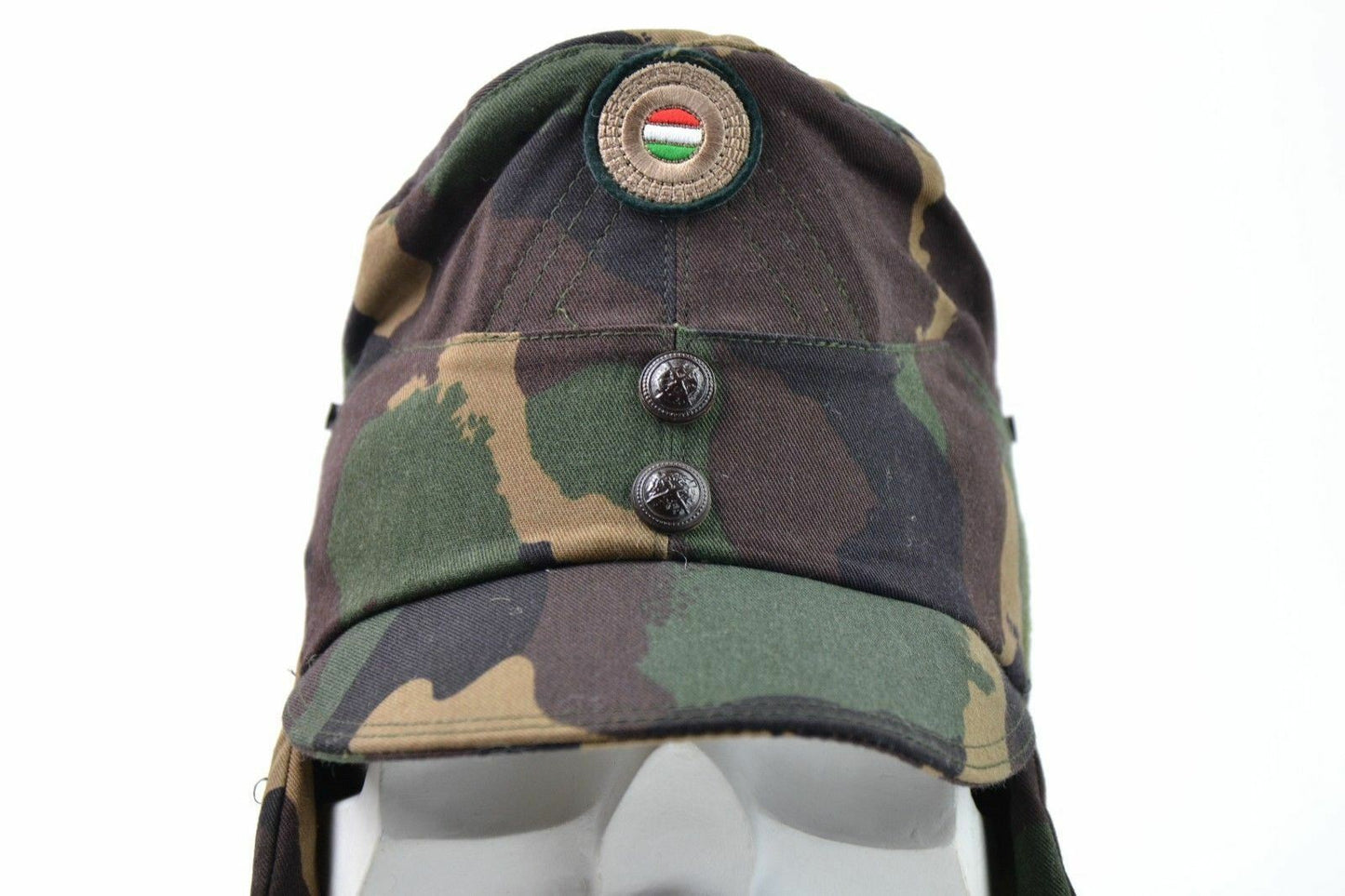 Hungarian army winter cap with beak and badges