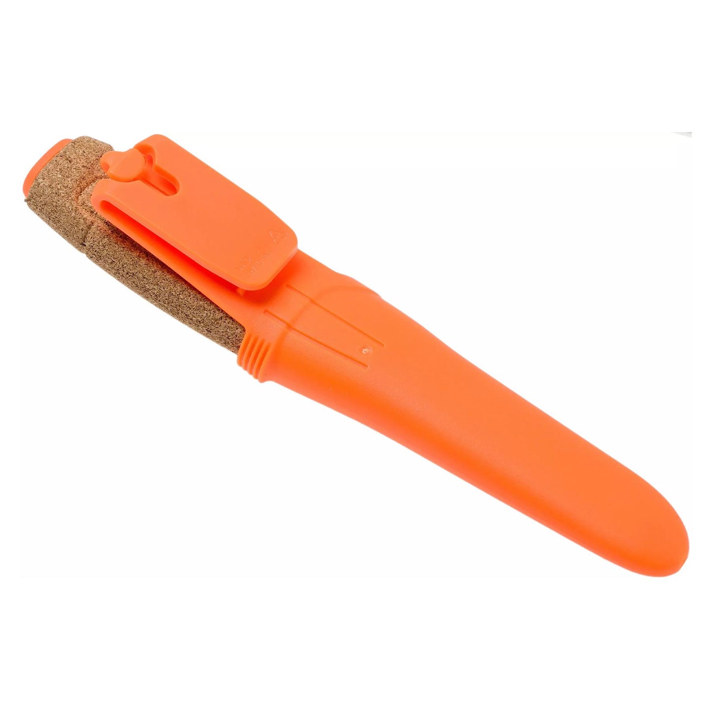 MORAKNIV Floating neskęstantis universalus peilis dantytais ašmenimis su ryškiai oranžine rankena ir apsauginiu dangteliu.