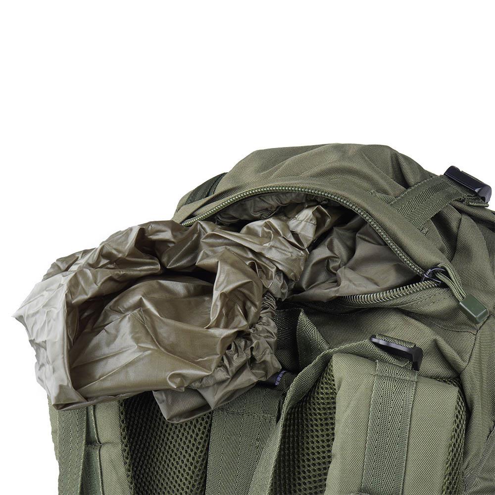 MIL-TEC COMMANDO žygių kuprinė 55l su neperšlampamu užvalkalu žalios spalvos, patvari ir funkcionali karinė kuprinė.