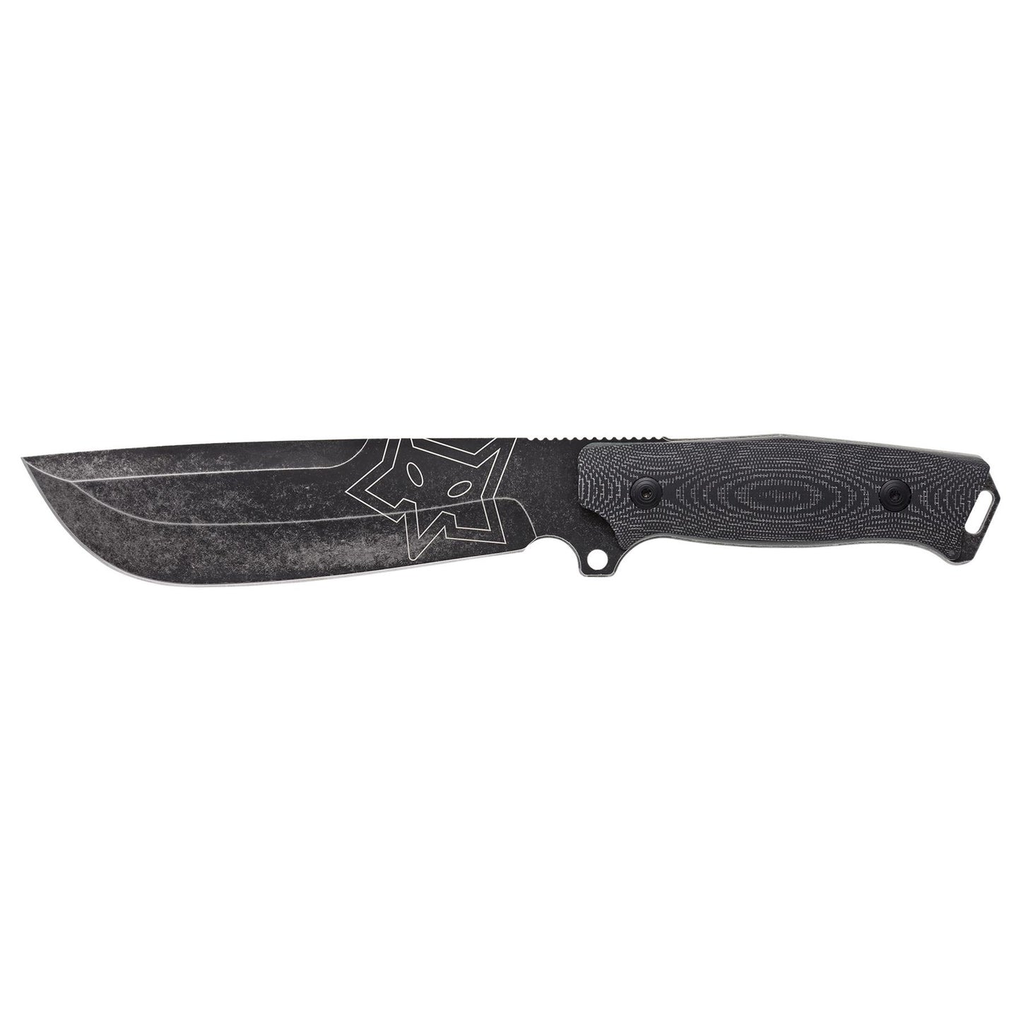 Fox Knives FOX NATIVE BUSHCRAFT FX-611 fiksuotas peilis iš D2 plieno su mikartos rankena ir juodu akmens apdirbimu