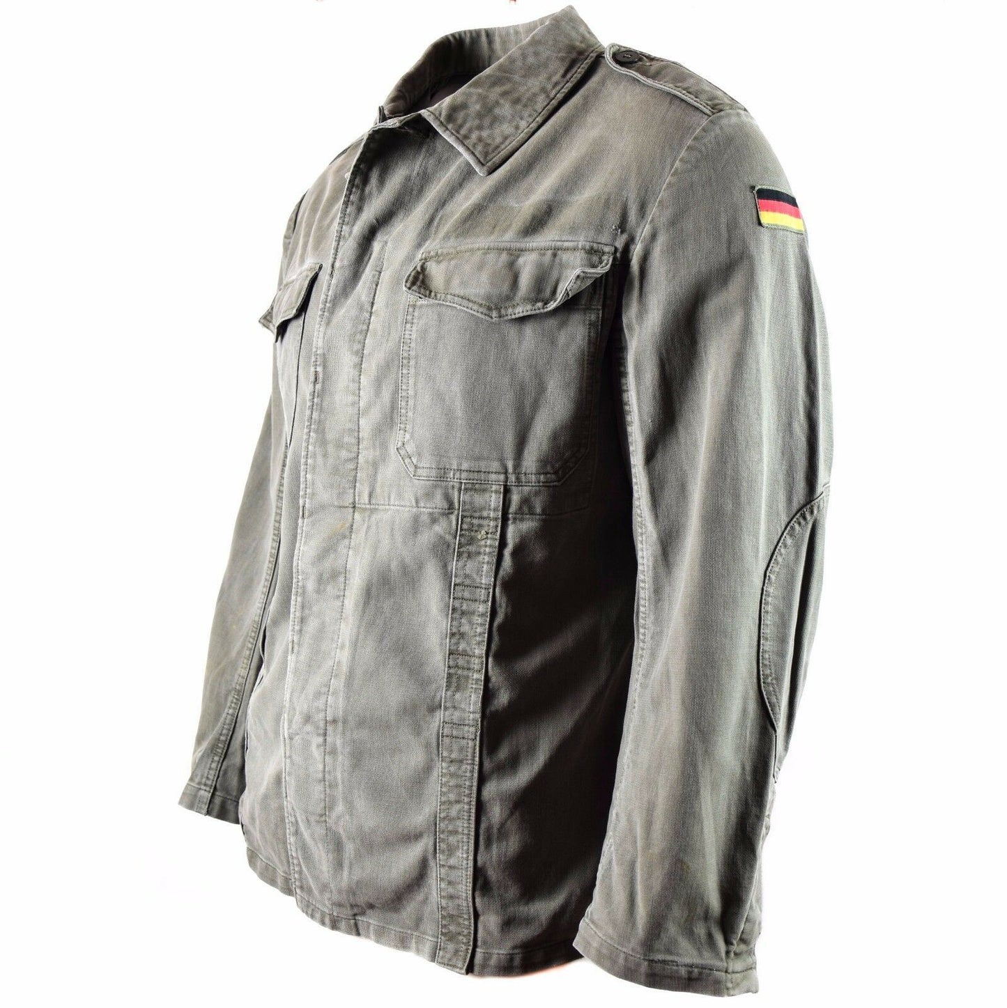 Original German army Moleskin jacket su epolečių ir Vokietijos vėliavos detalėmis vintage BW army field jacket.