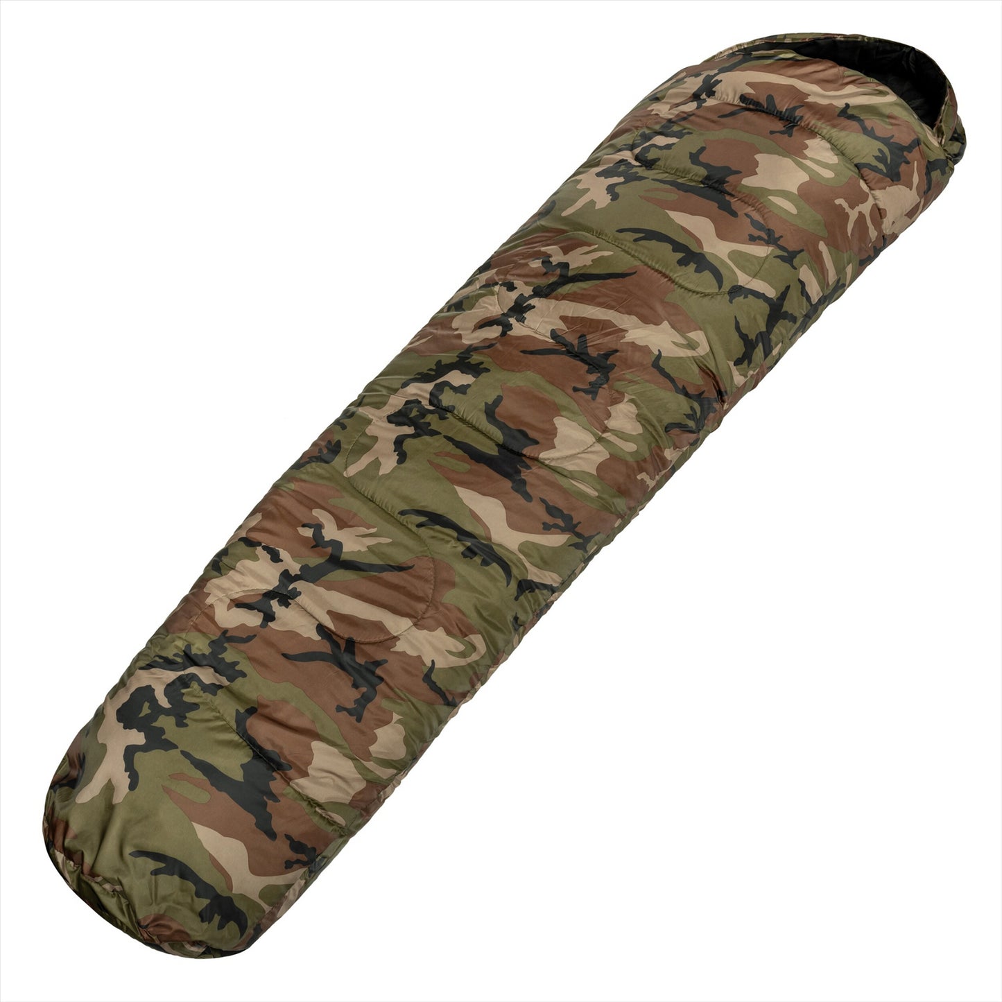 MIL-TEC Mummy Tipo miegmaišis su dvigubu Hollow Fiber užpildu maskuojamos spalvos stovyklavimui ir žygiams.