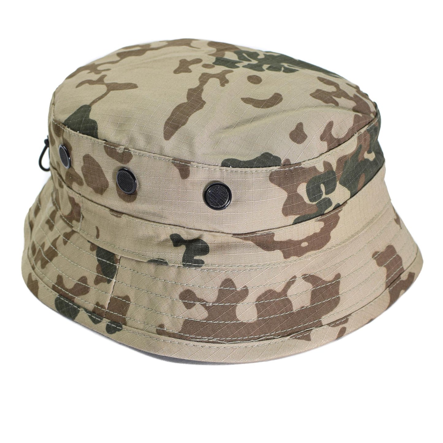 TACGEAR Vokietiejos kariuomenės stiliaus bucket boonie stiliaus kepurė su Desert Flecktarn kamufliažu ir ripstop audiniu.
