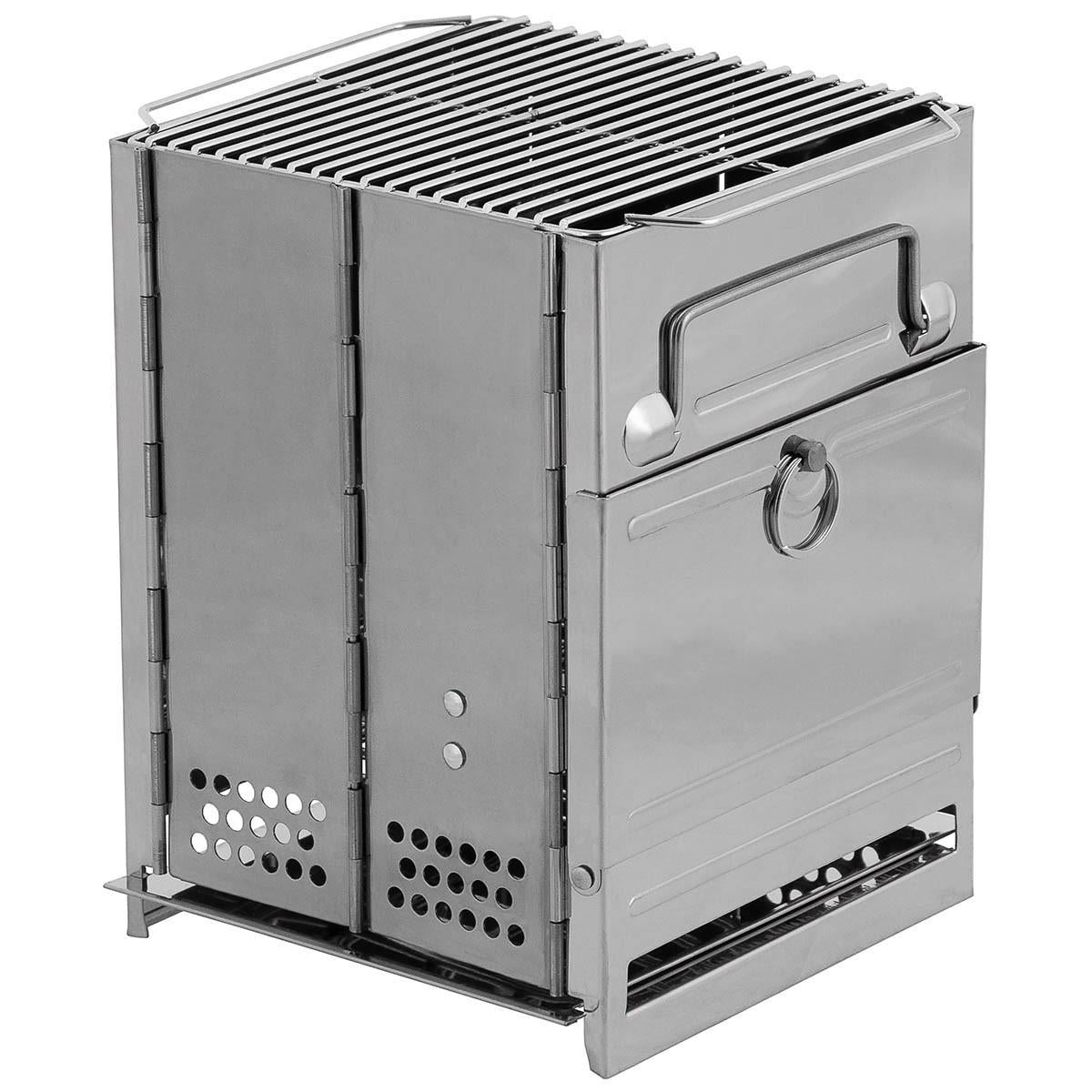 MFH Rocket Stove kompaktiškas stovyklavimo grilius iš nerūdijančio plieno patvariai ir lengvai naudojamas gamtoje.