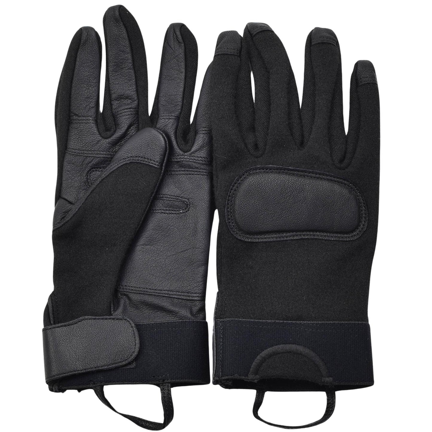 Olandijos kariuomenės taktinės pirštinės odiniai dėlnai juodos, su krumplių apsauga ir patvariu užsegimu.