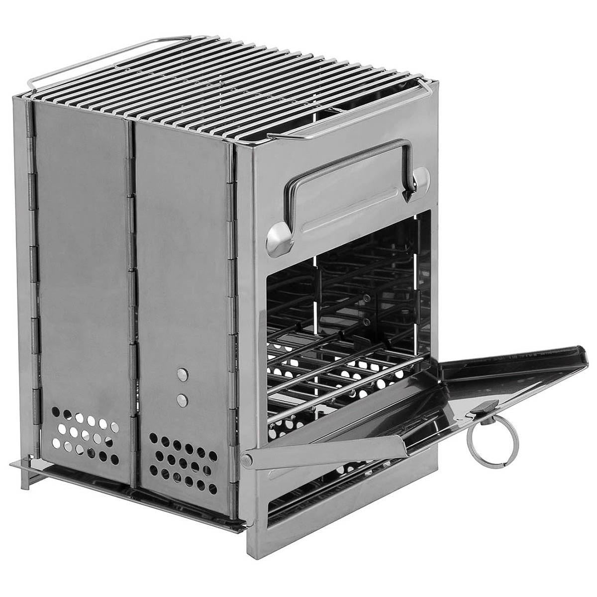 MFH Rocket Stove kompaktiškas stovyklavimo grilius iš nerūdijančio plieno, patvarus ir lengvas pernešti.