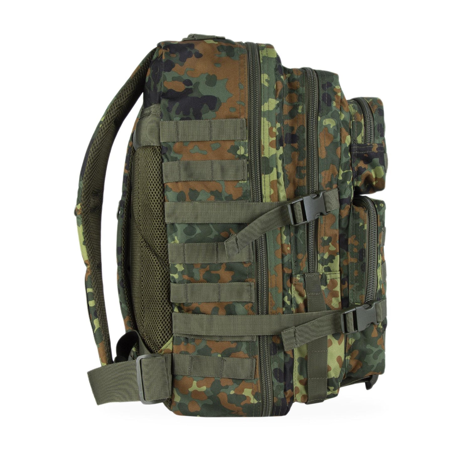 MIL-TEC Assault taktinė 36l kuprinė Flecktarn marginimo su Molle juostomis ir 36 l talpa patogiam nešiojimui.