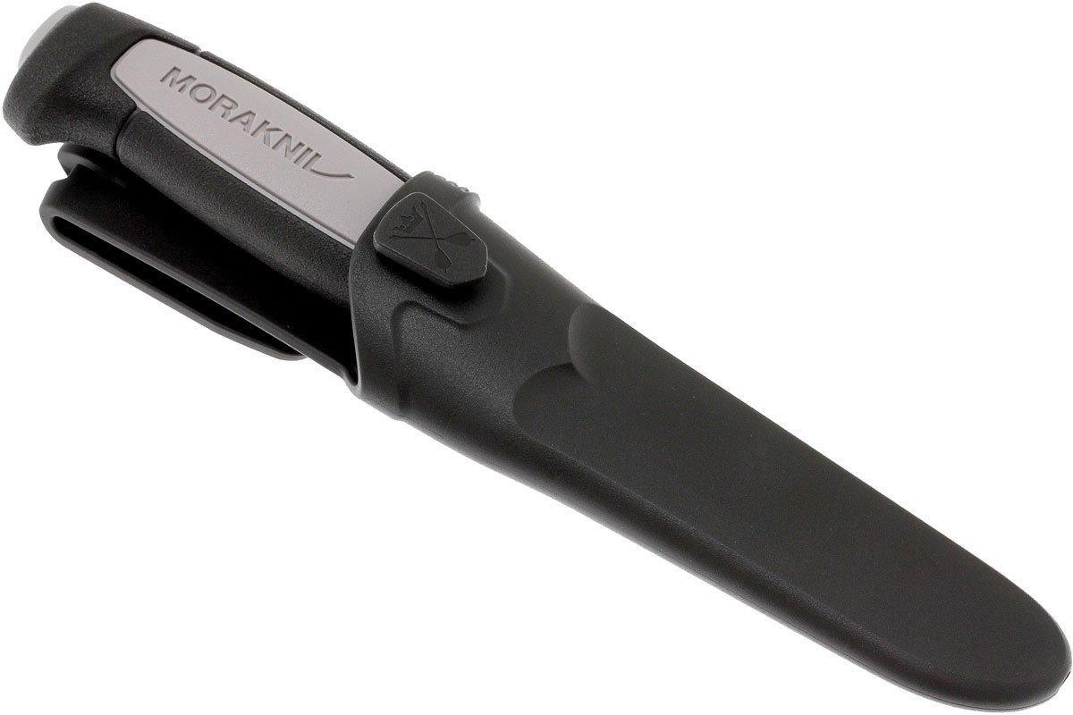 MORAKNIV Robust Gray fiksuotas peilis iš anglies plieno su tvirtu dėklu saugiam laikymui ir patogiam naudojimui.