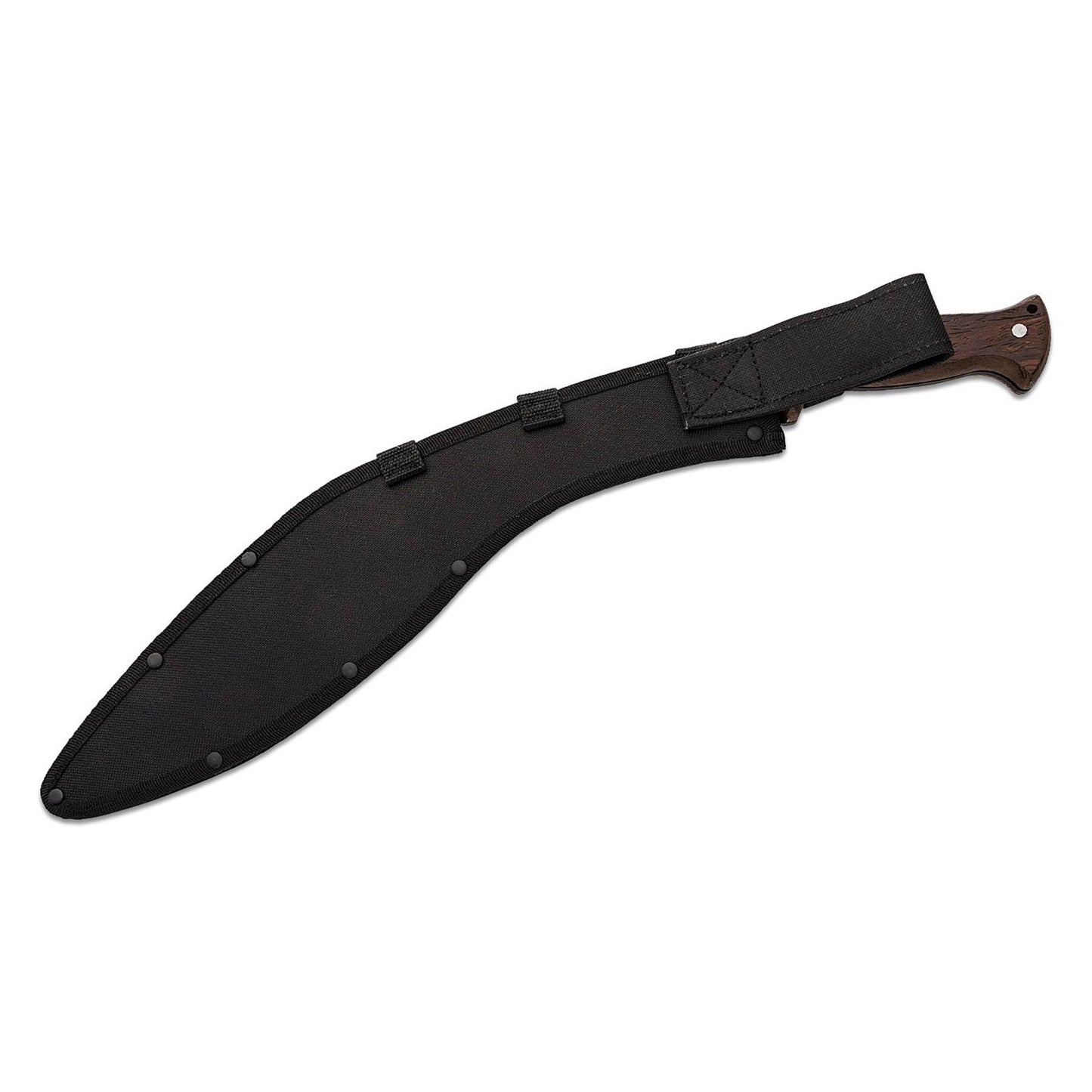 Boker Magnum Kukri macete su juodu deklu ir medine rankena, pagaminta is 420 plieno, skirta buscraft ir isgyvenimui