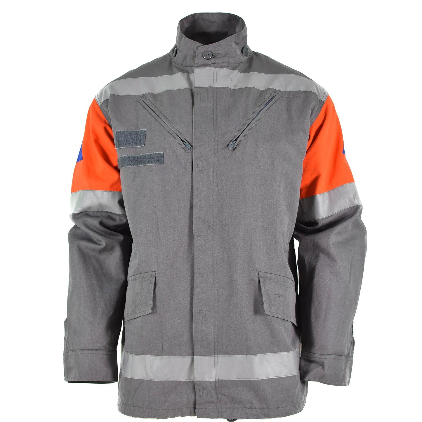 Čekijos kariuomenės darbo striukė su atšvaitais pilkos spalvos, patvari ir saugi darbui.