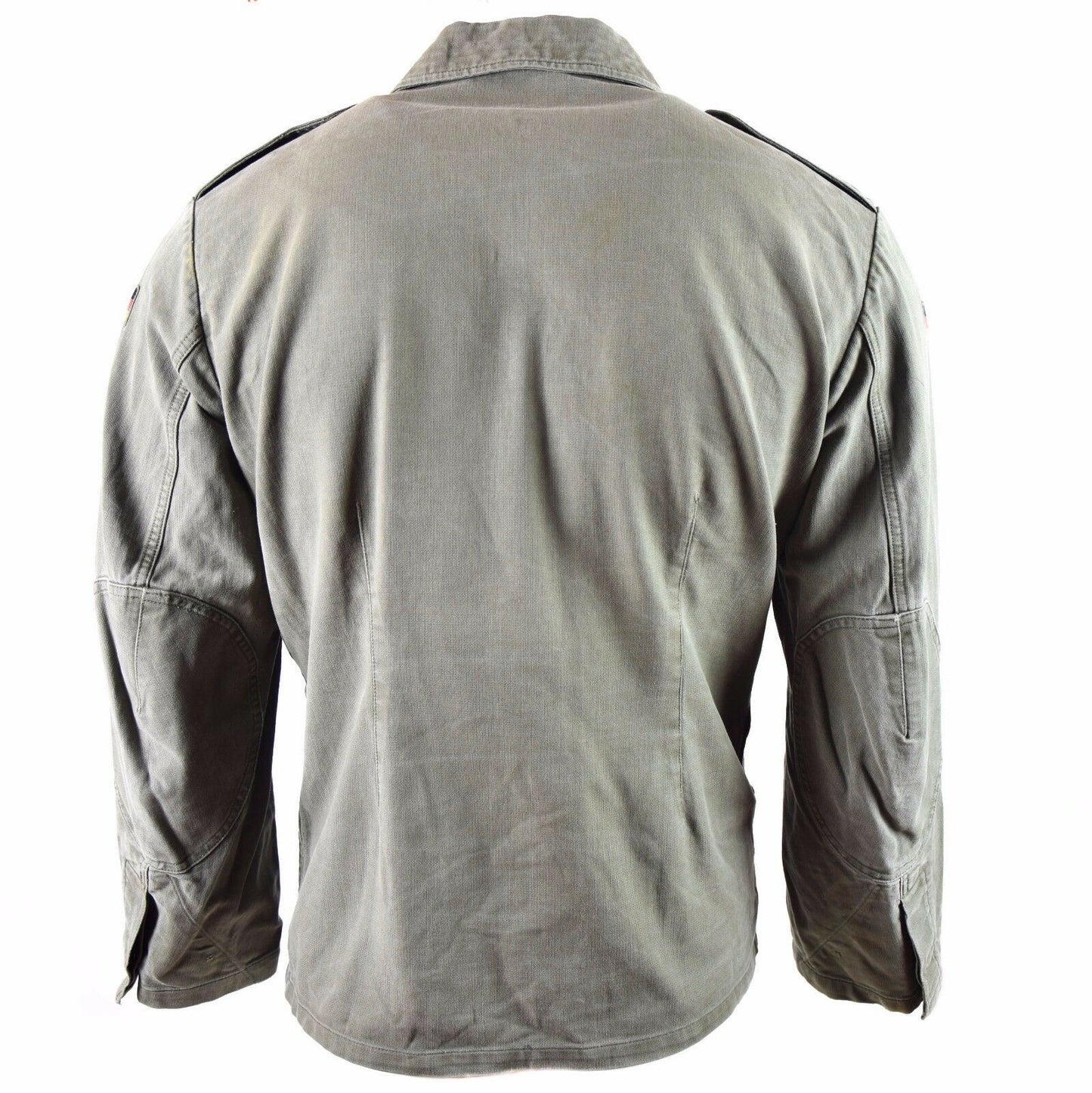 Original German army Moleskin jacket. Vintage BW army field olive drab jacket atgalinė pusė su epoletais ir rankovių siūlėmis.