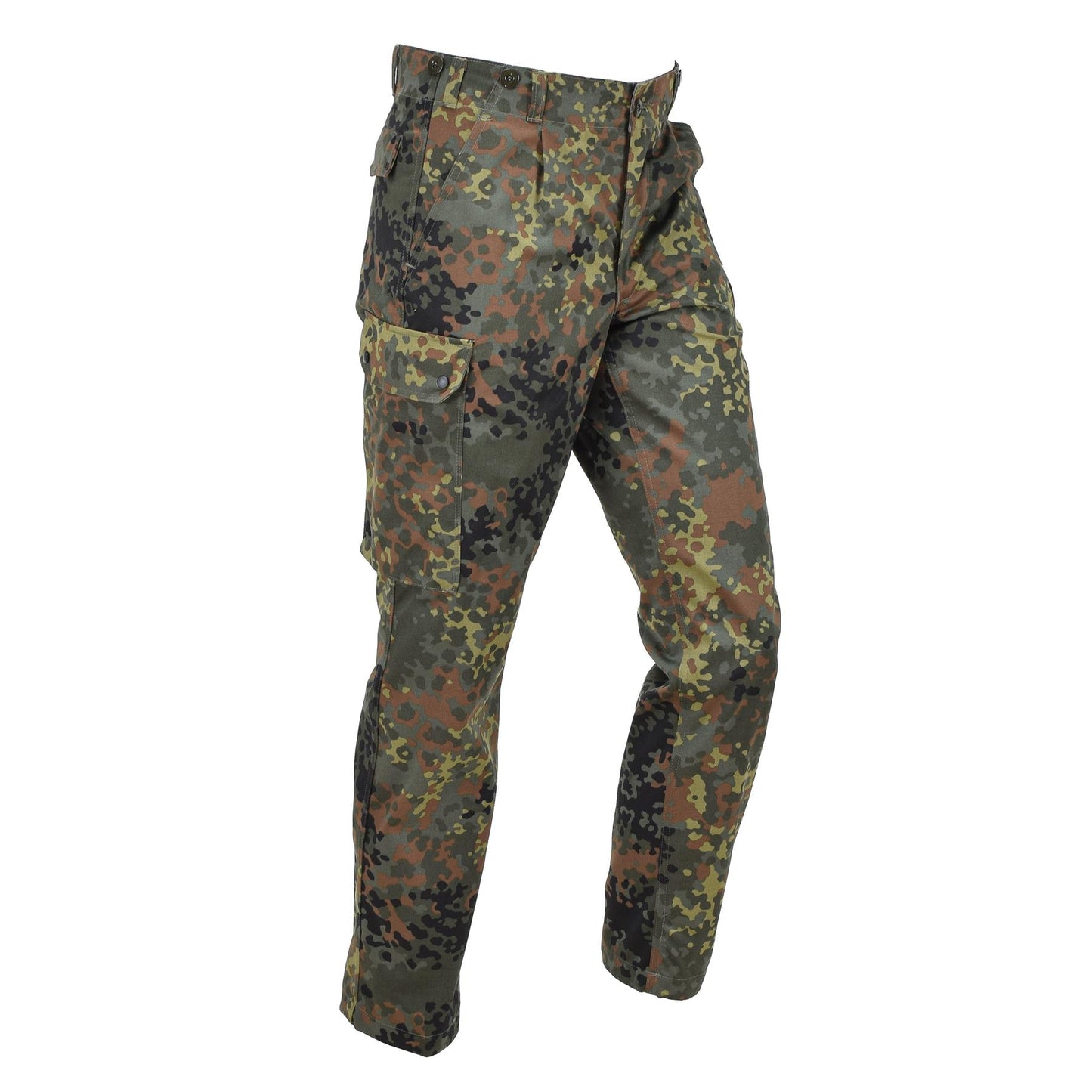 Leo Kohler taktinės lauko uniformos kelnės Flecktarn marginimas su kišenėmis ir kamufliažu.