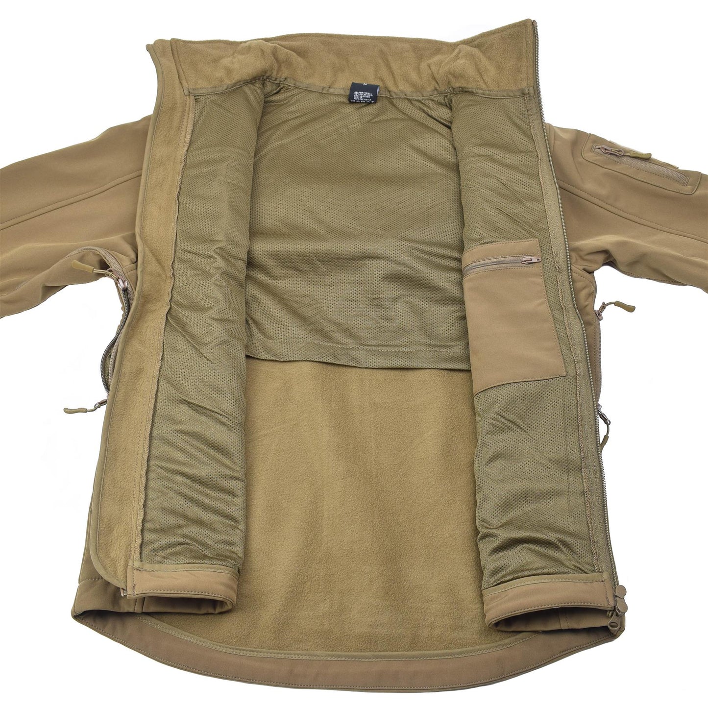 MIL-TEC soft shell waterproof tactical jacket in light brown color