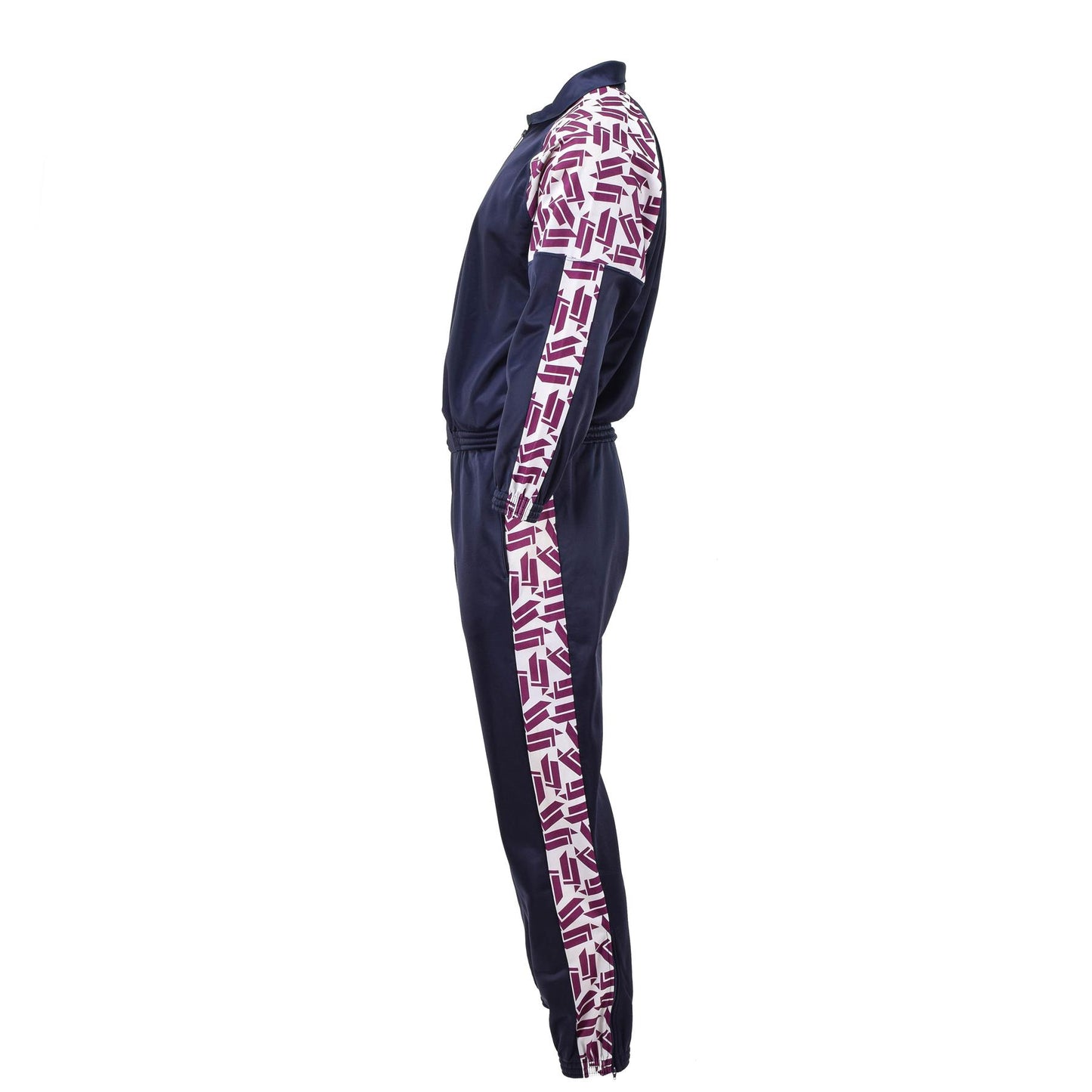 Prancūzijos karinės mokyklos sportinis švarkas retro stilius vintažinis mėlynas su dryžuotais raštais šonuose.