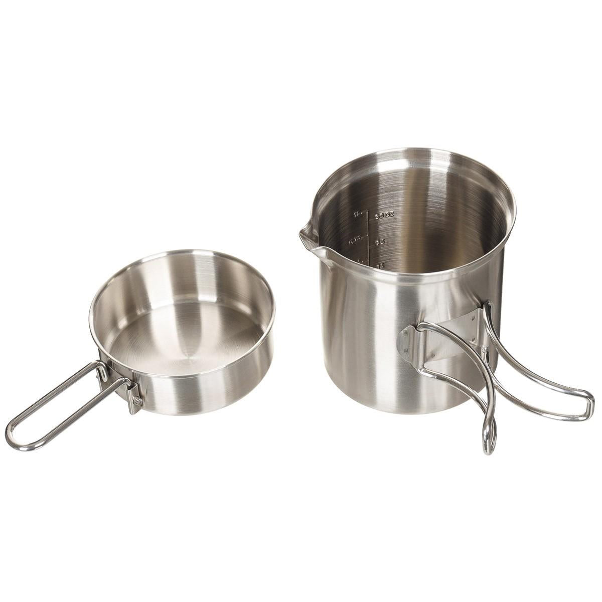 MFH camping pot and pan in stainless steel