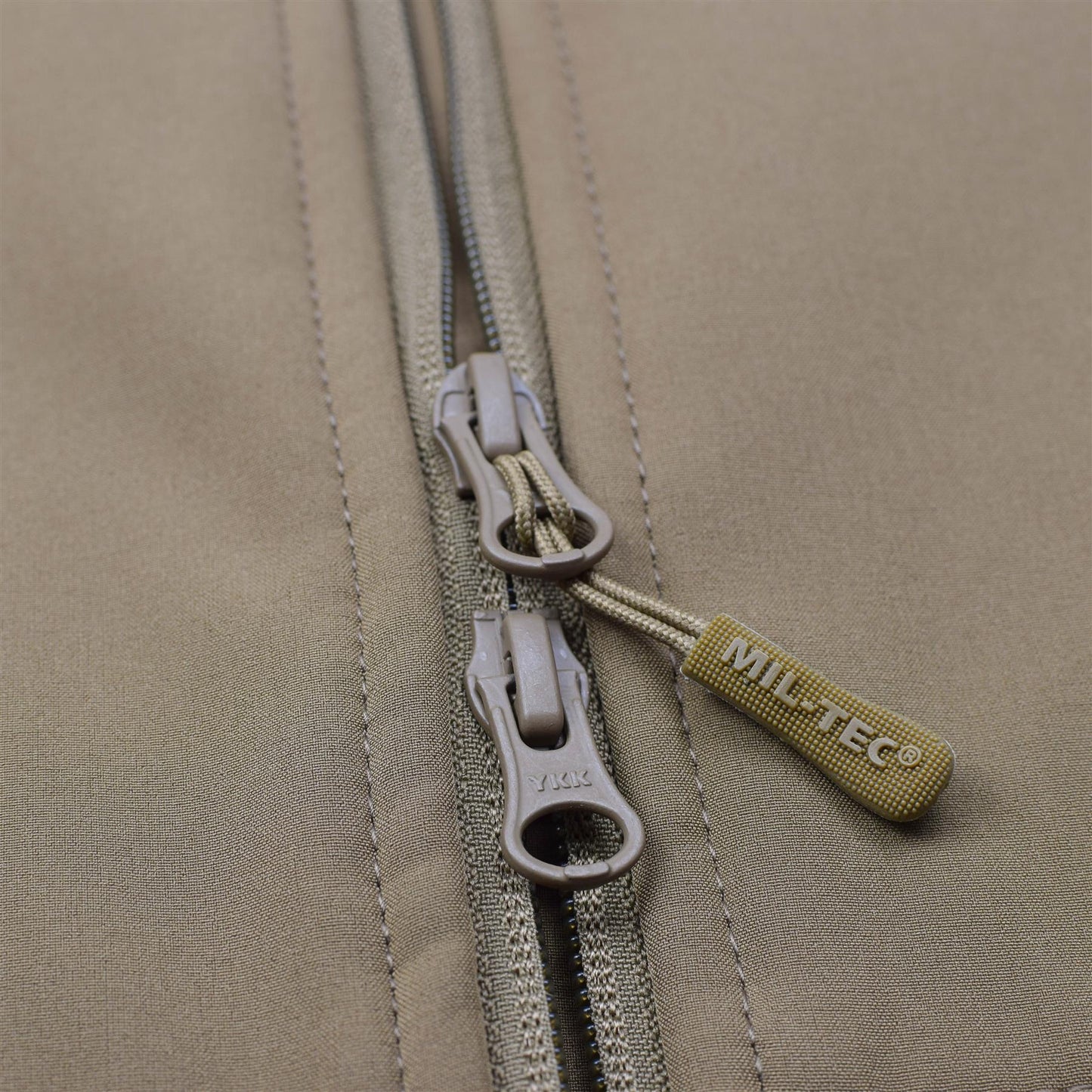 MIL-TEC soft shell waterproof tactical jacket in light brown color