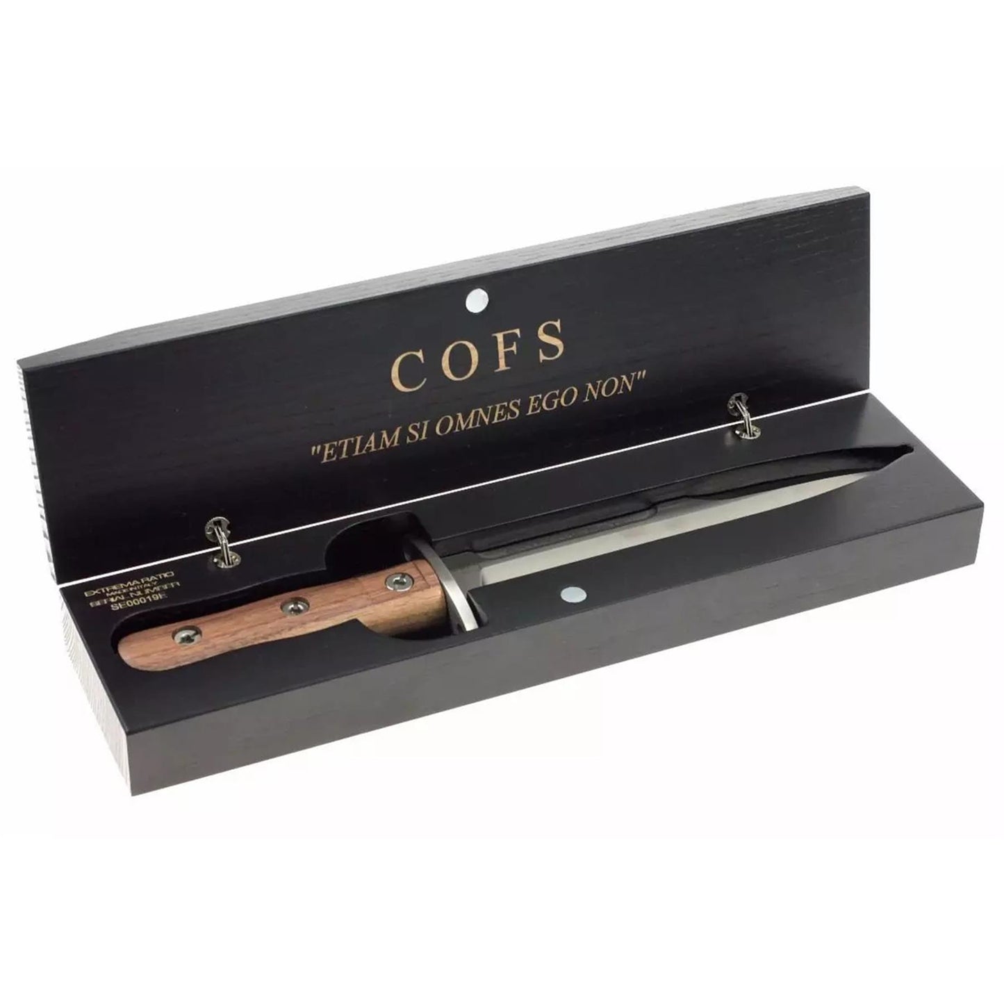 ExtremaRatio 39-09 SPECIAL EDITION Italijos specialiųjų pajėgų šturmo desantininkų peilis medinėje dėžutėje.