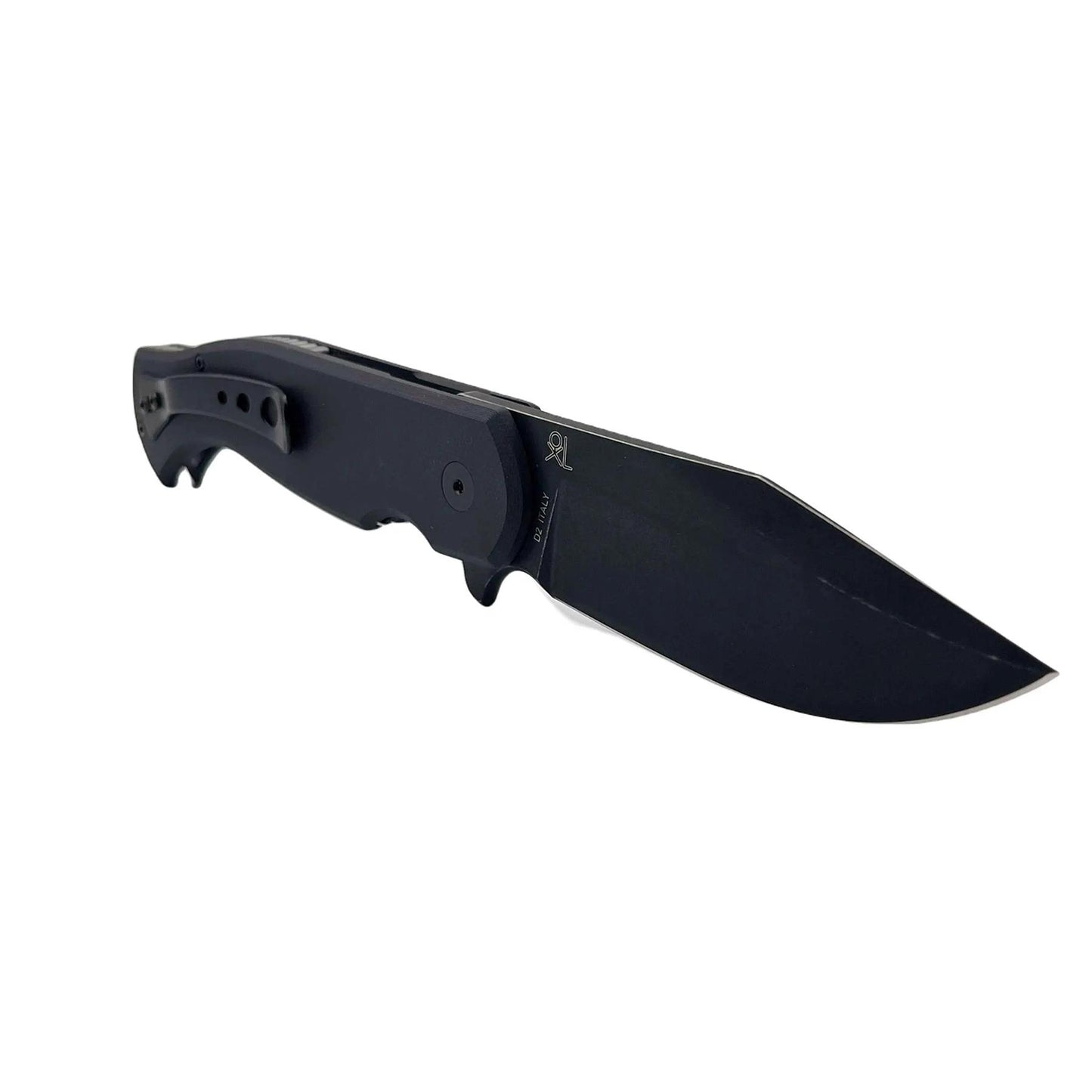 Fox Knives EASTWOOD TIGER taktinis kišeninis peilis su D2 plieno ašmenimis ir juoda G10 rankena.