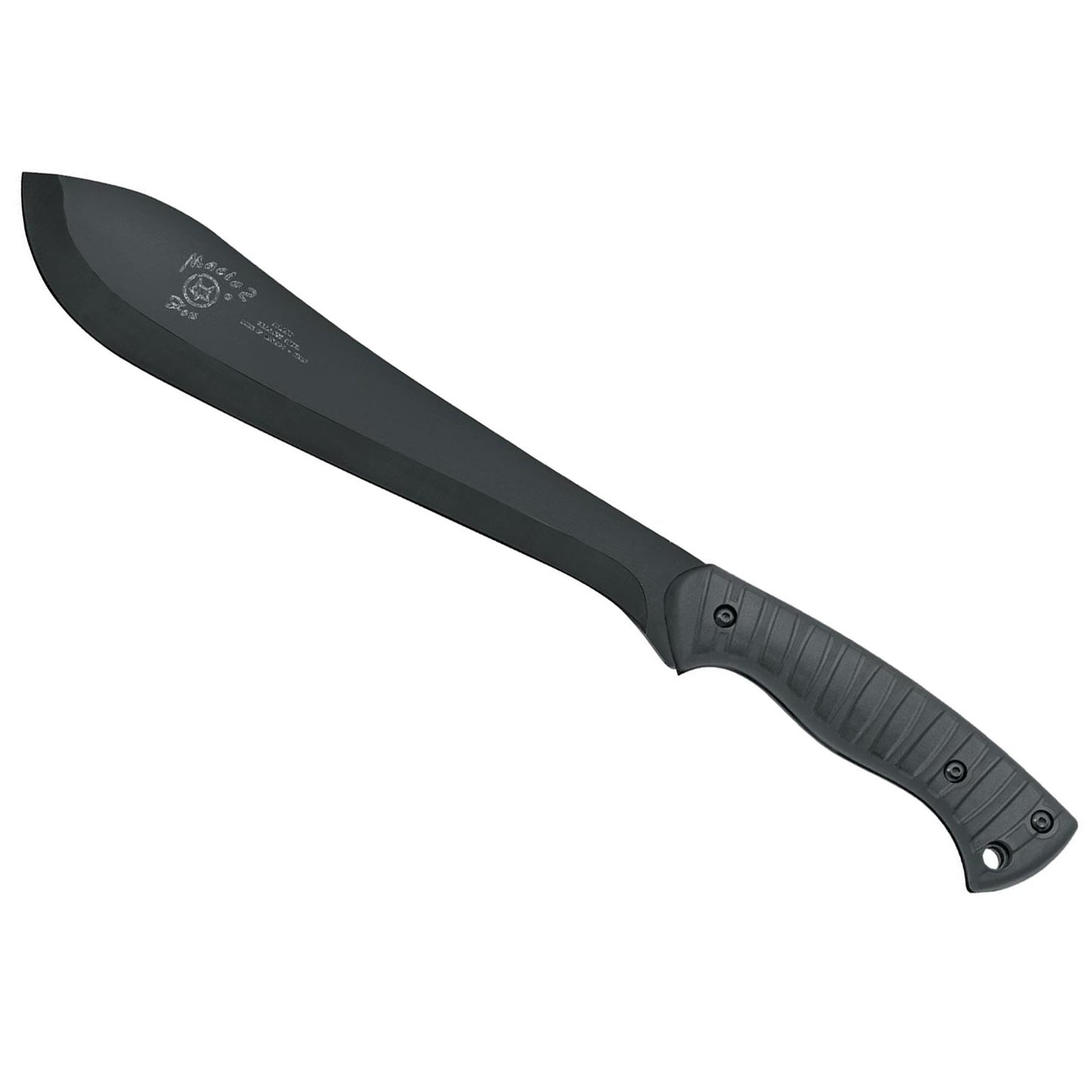 Fox Knives MACHO bolo formos mačetė nerūdijančio plieno su ergonomine rankena ir tvirta juoda danga.