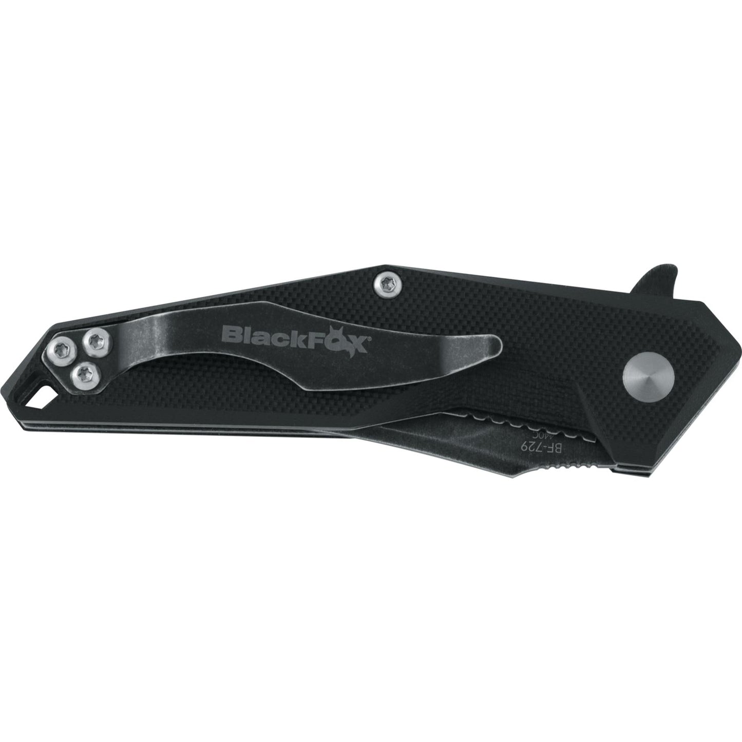 Fox Knives KRAVI SHAI sulankstomas taktinis peilis su 440C plieno ašmenimis ir juoda G10 rankena.