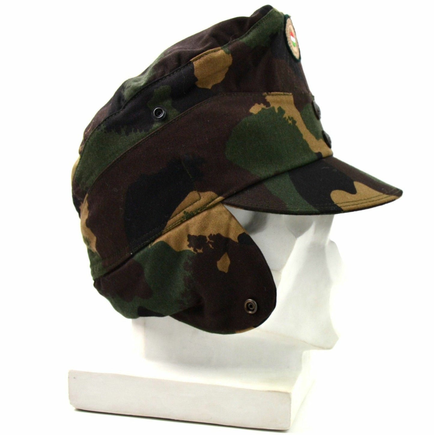Hungarian army winter cap with beak and badges