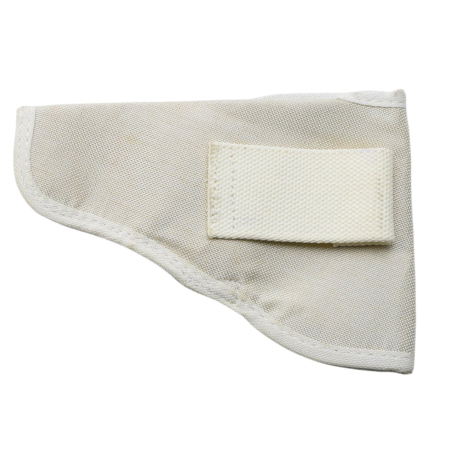 Italijos kariuomenės pistoleto dėklas baltos spalvos iš patvarios drobės su diržo tvirtinimu ir spaudiniu užsegimu.