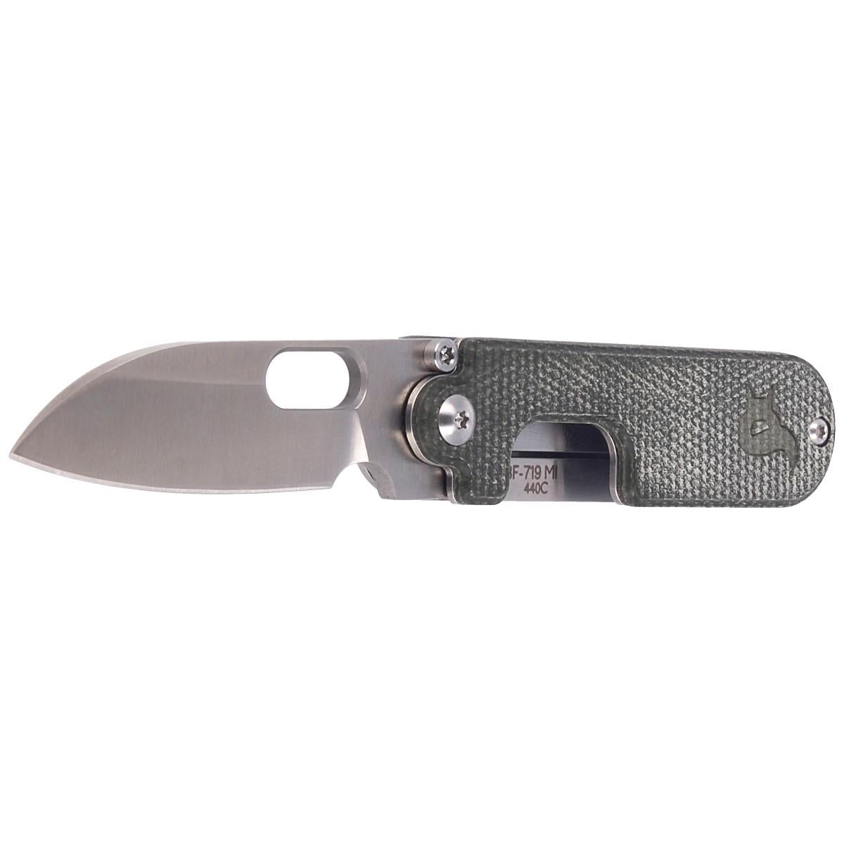Fox Knives BEAN GEN2 kišeninis peilis 440C nerūdijantis plienas su žalia Micarta rankena ir satino danga