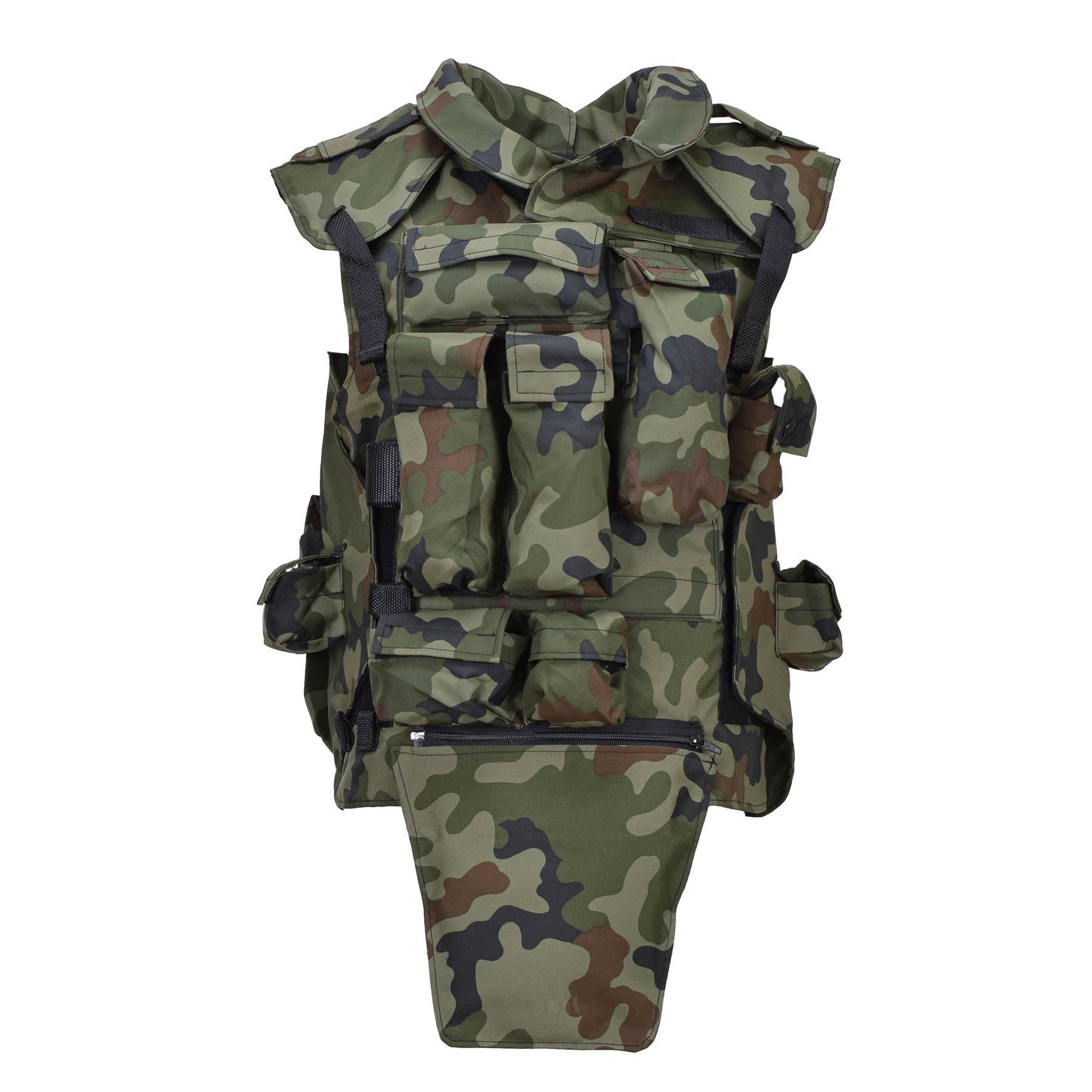 Polish army tactical vest with holsters for storing equipment Woodland print