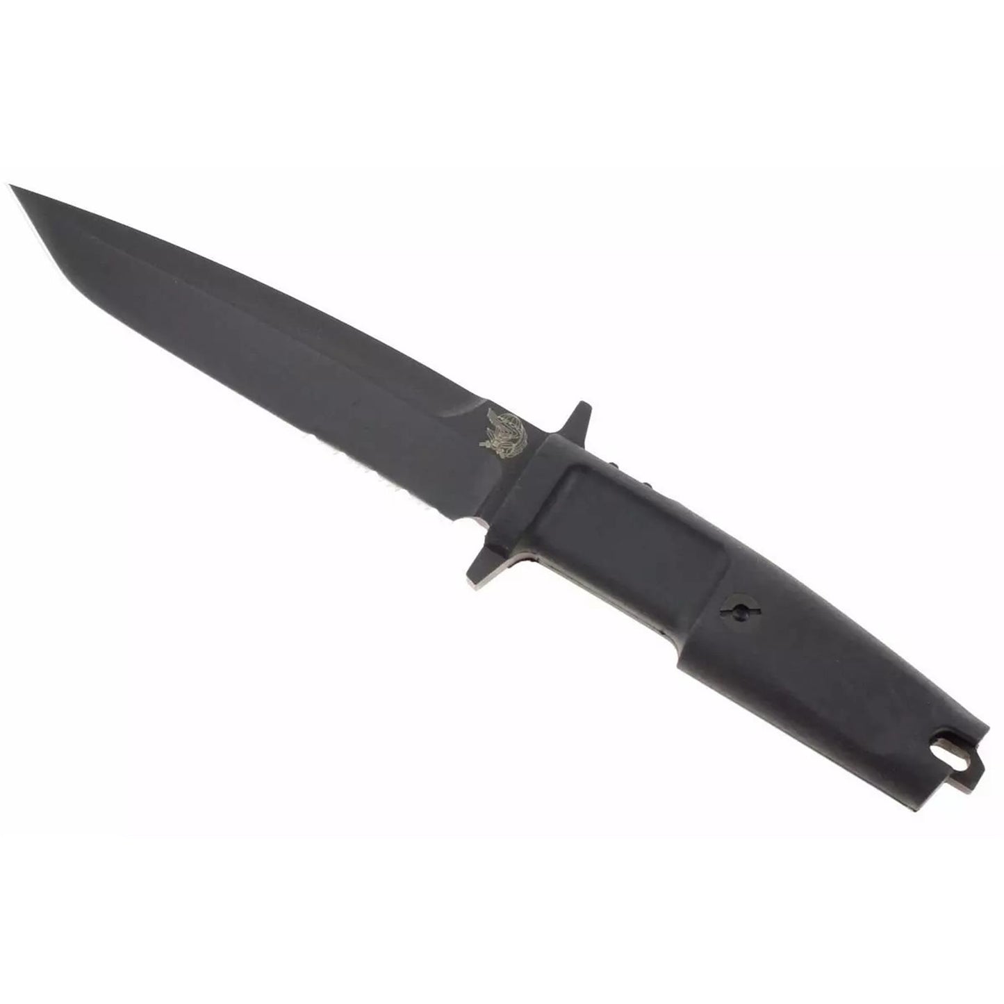 Extrema Ratio COL MOSCHIN dalinai dantytas taktinis peilis su fiksuota geležte ir ergonomine rankena.