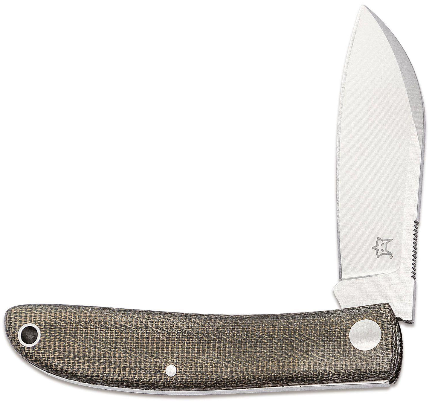 Fox Knives Livri sulankstomas peilis iš nerūdijančio plieno M390 su satino ašmenimis ir mikartos rankena.