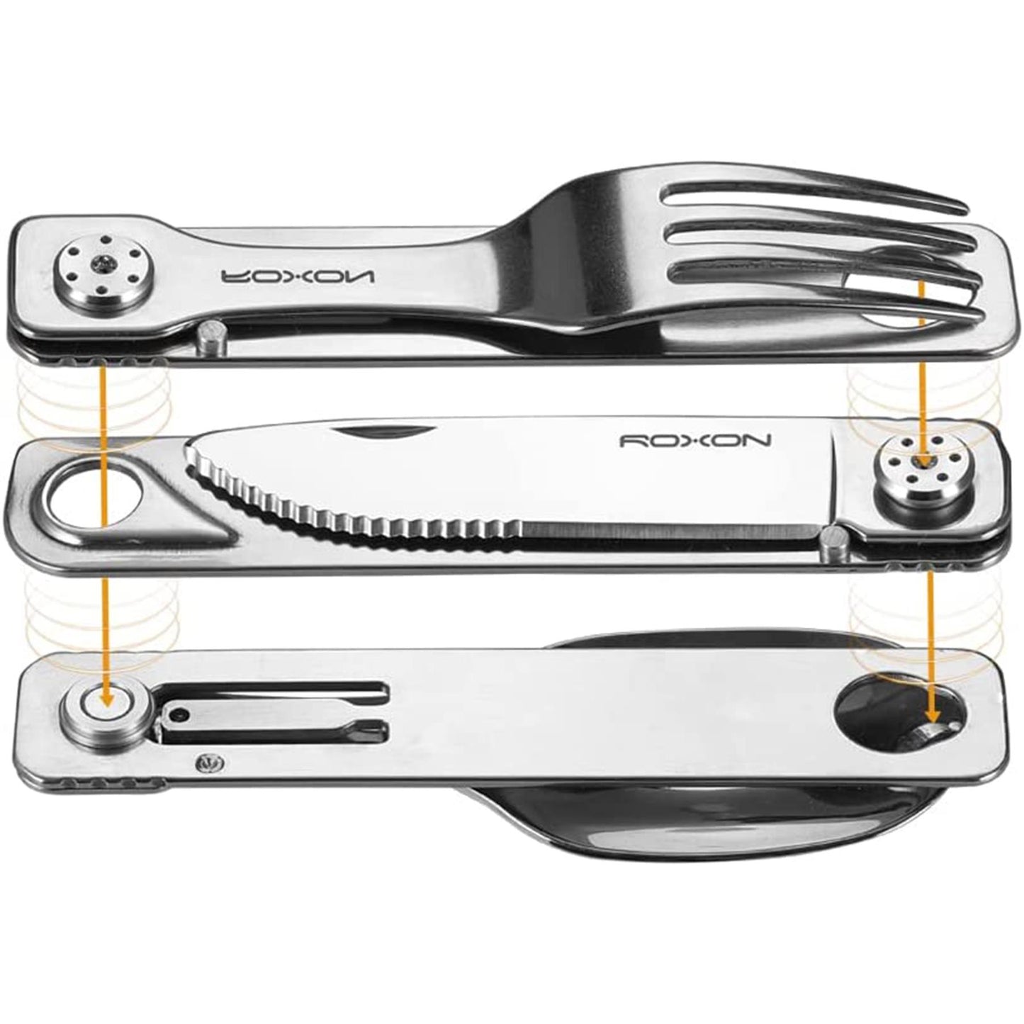 ROXON Cutlery C1 sulankstomas daugiafunkcinis įrankis šakutė šaukštas peilis iš nerūdijančio plieno.