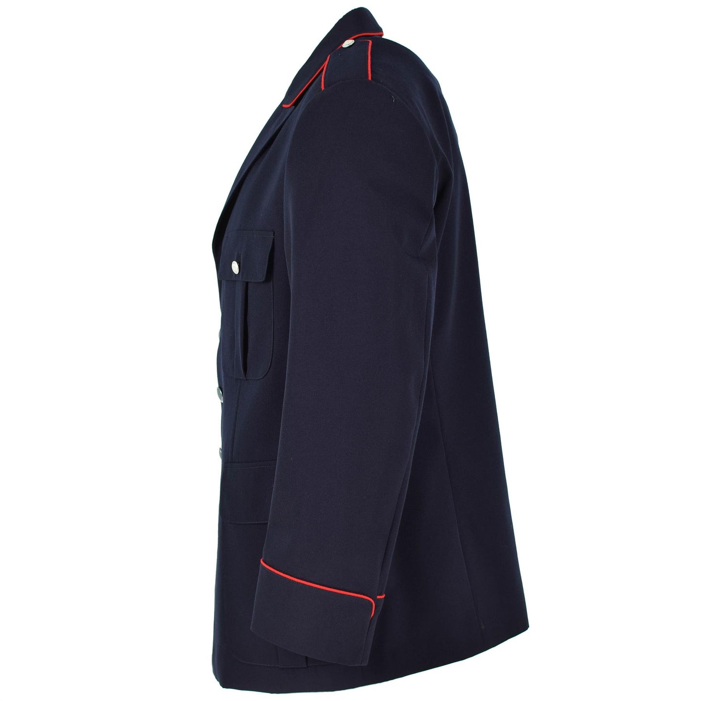 Italijos kariuomenės paradinis švarkas mėlynos spalvos su sidabrinėmis sagomis ir krūtinės kišene.