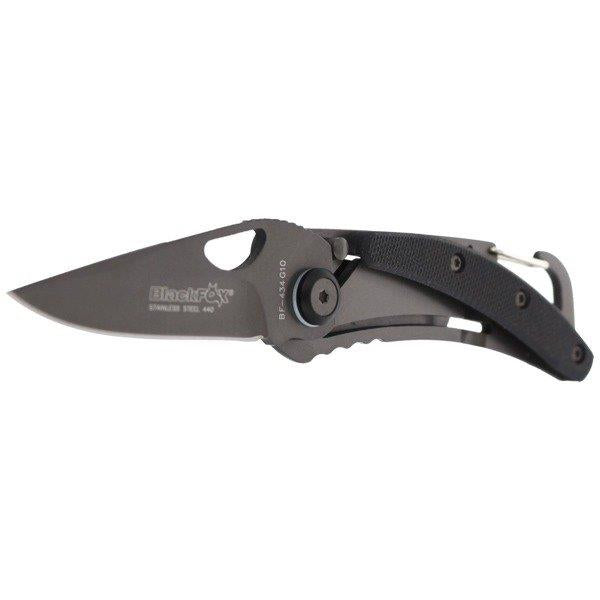 Fox Knives sulankstomas kasdienis peilis dengtas titanu su tvirta 440 plieno geležte ir juoda G10 rankena.