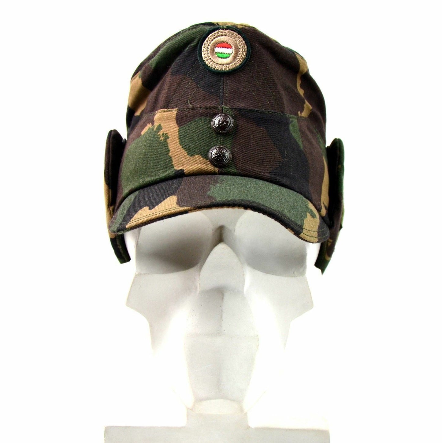 Hungarian army winter cap with beak and badges