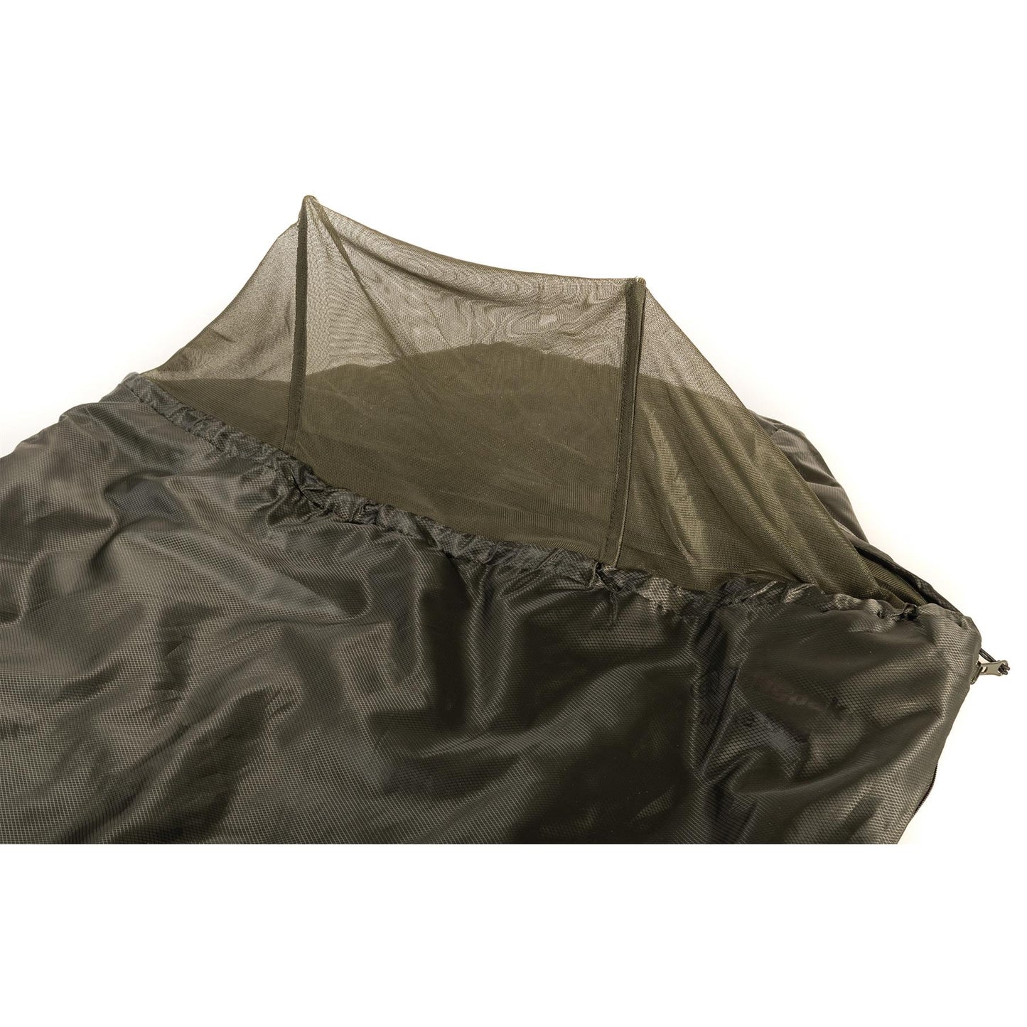 Snugpak miegmaišis 220cm su integruotu tinklu nuo vabzdžių alyvuogių, apsauga nuo uodų ir komfortas.
