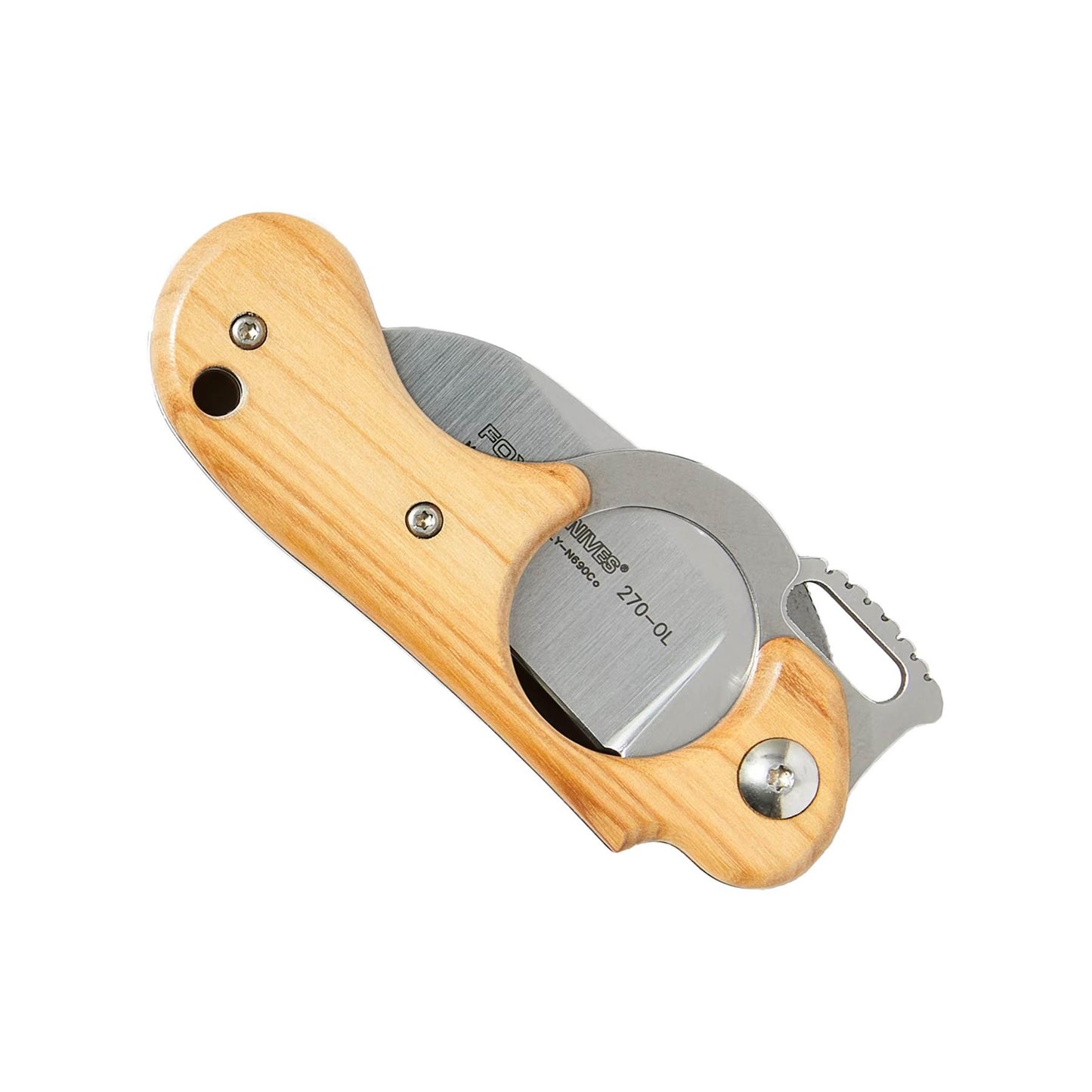 Fox Knives Elite atlenkiamas kišeninis peilis su N690Co plieno ašmeniu ir alyvmedžio rankena.