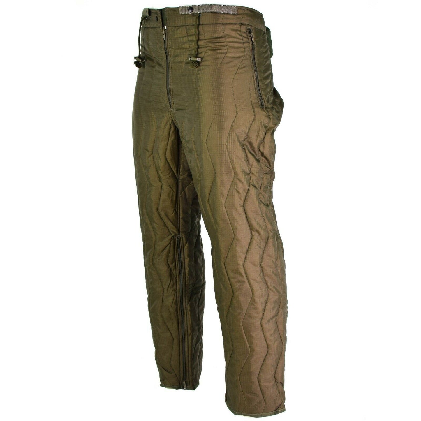 Vokietijos kariuomenės dygsniuotas kelnių pamušalas alyvuogių spalvos, šiltas ir tvirtas pamušalas žiemai.