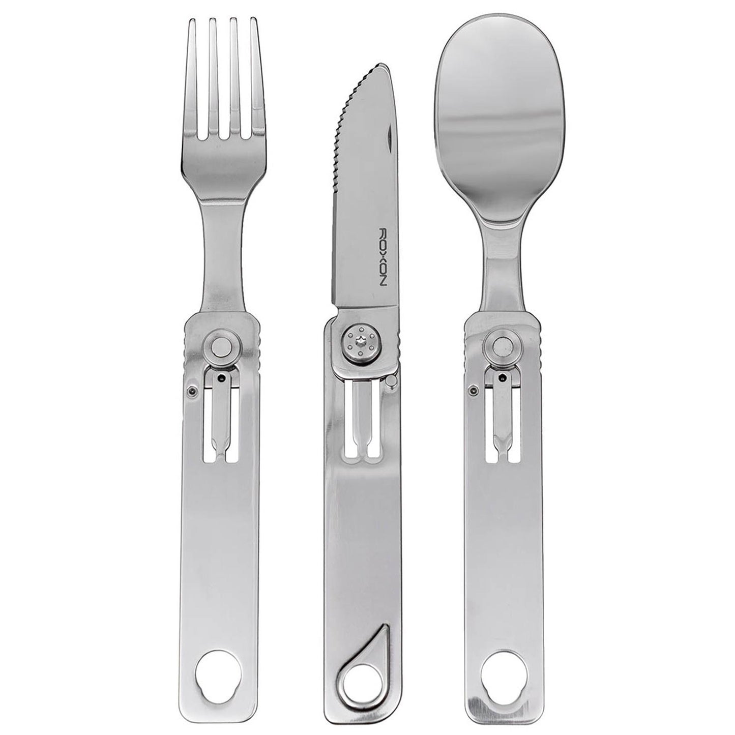 ROXON Cutlery C1 sulankstomas daugiafunkcinis įrankis šakutė šaukštas peilis iš nerūdijančio plieno.