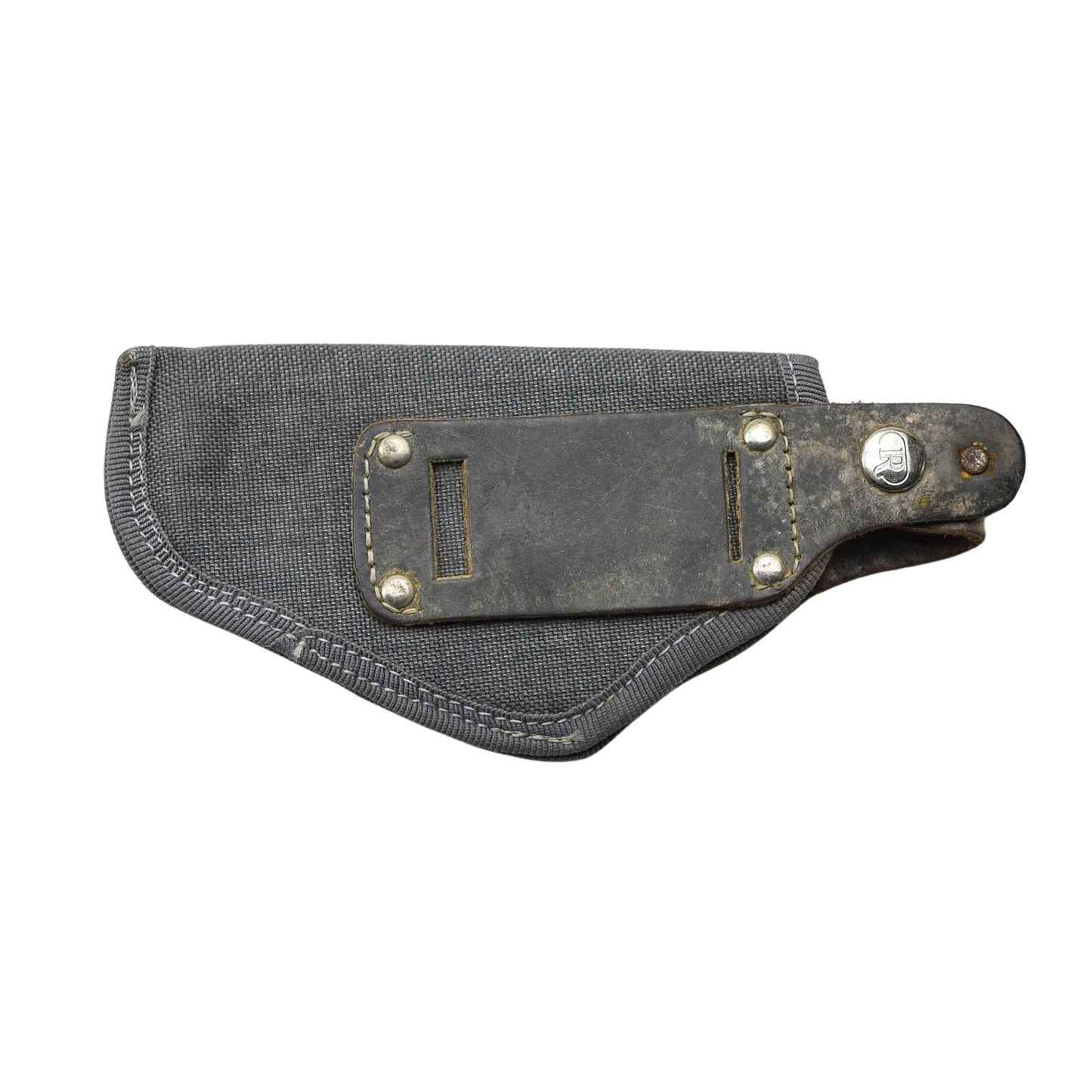 Italijos kariuomenės pistoleto nailoninis dėklas pilkas su tvirtu užsegimu ir metaline diržo kilpa.