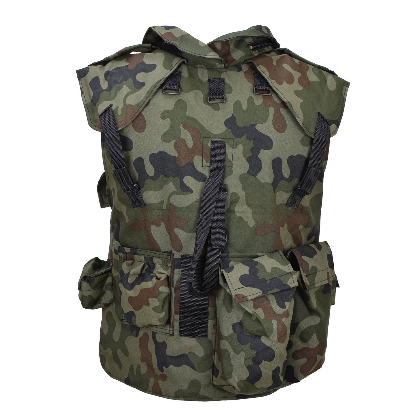 Polish army tactical vest with holsters for storing equipment Woodland print