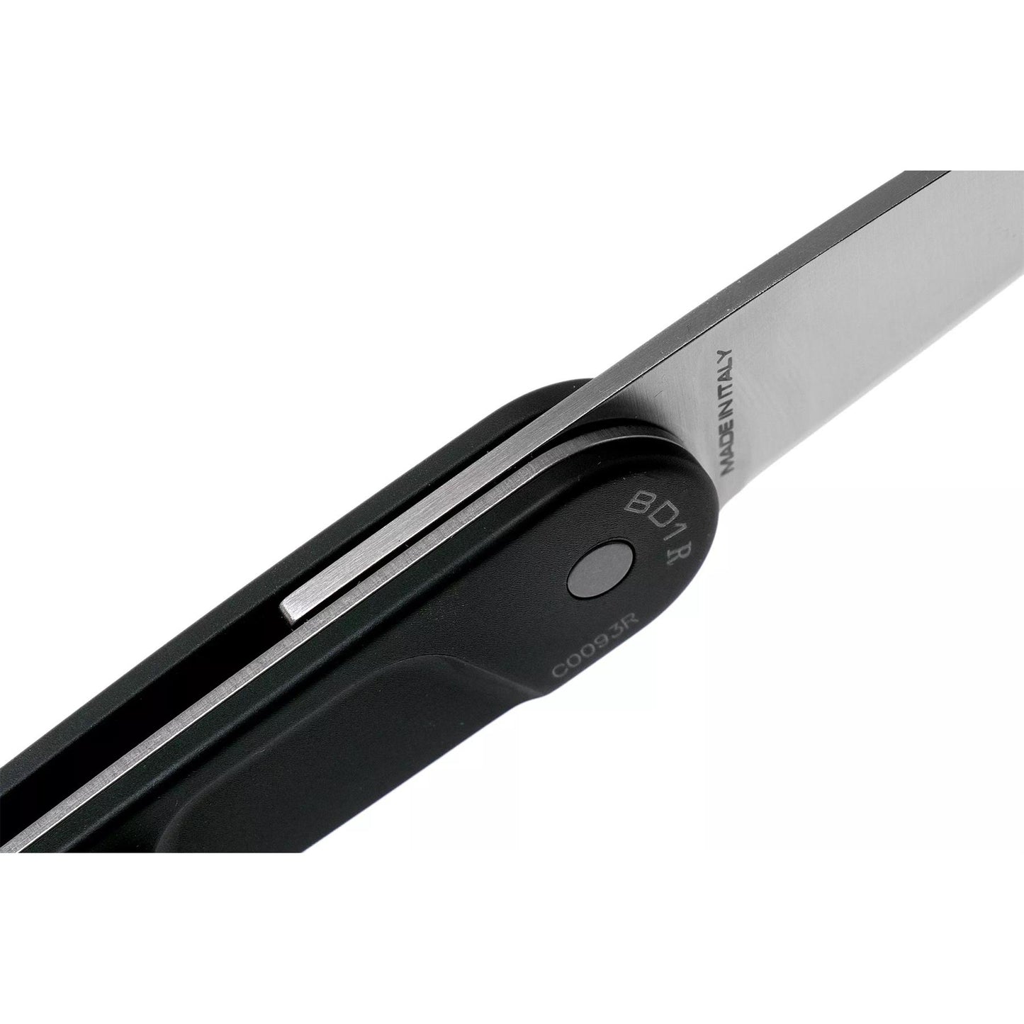 ExtremaRatio BD1 R kasdienis kišeninis užlenkiamas peilis su plonu N690 plieno ašmeniu ir juoda anoduota rankena.