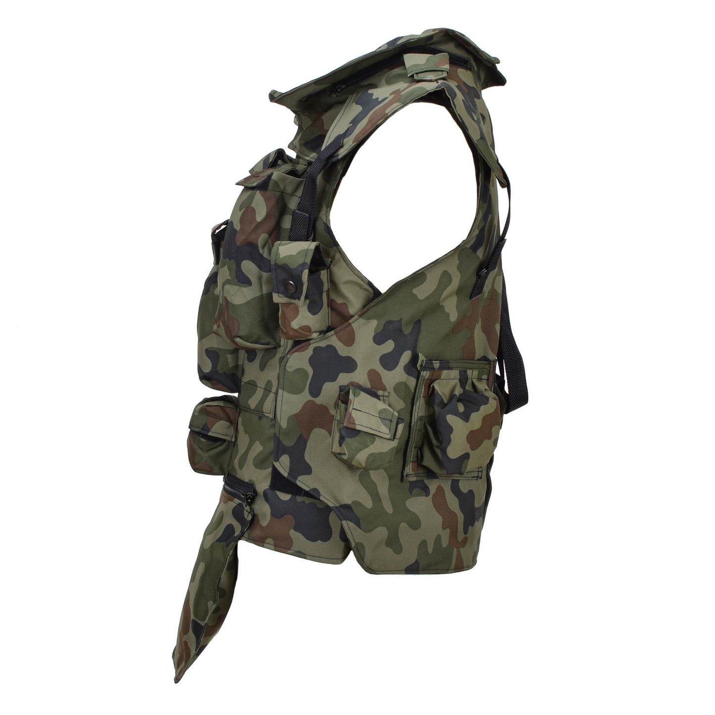 Polish army tactical vest with holsters for storing equipment Woodland print
