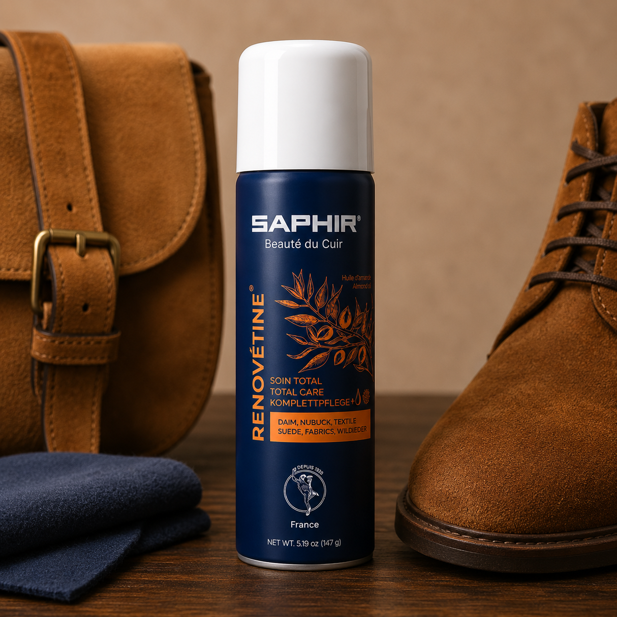 Saphir Renovétine zomšos ir nubuko priežiūros purškalas 200 ml juodas