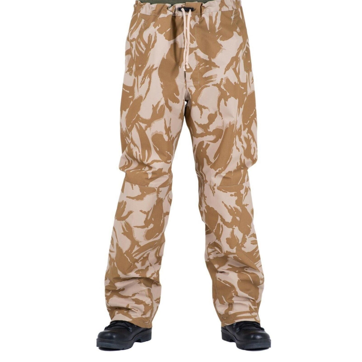 Jungtinės Karalystės kariuomenės neperšlampamos kovinės kelnės Desert marginimas su GORE-TEX apsauga nuo lietaus.