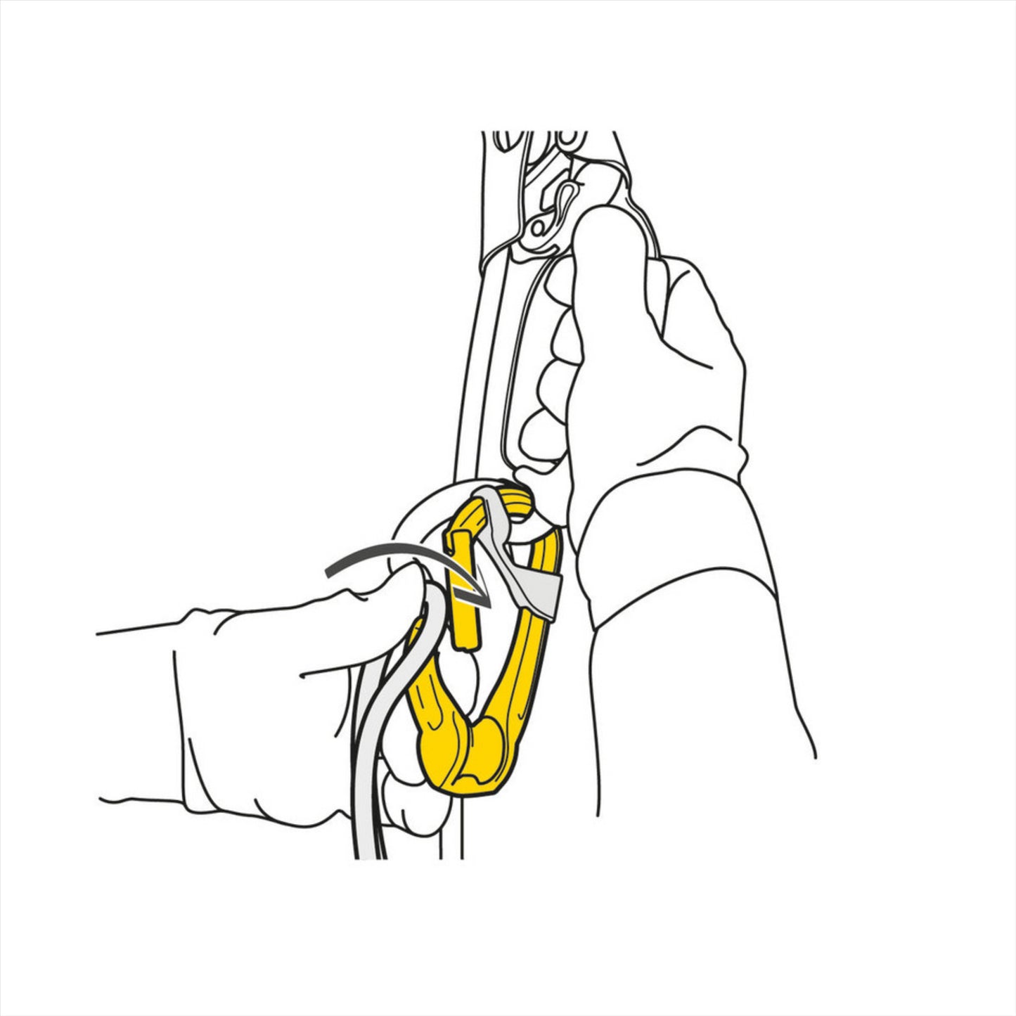 Petzl ROLLCLIP A karabinas su skriemuliu be užrakto geltonas