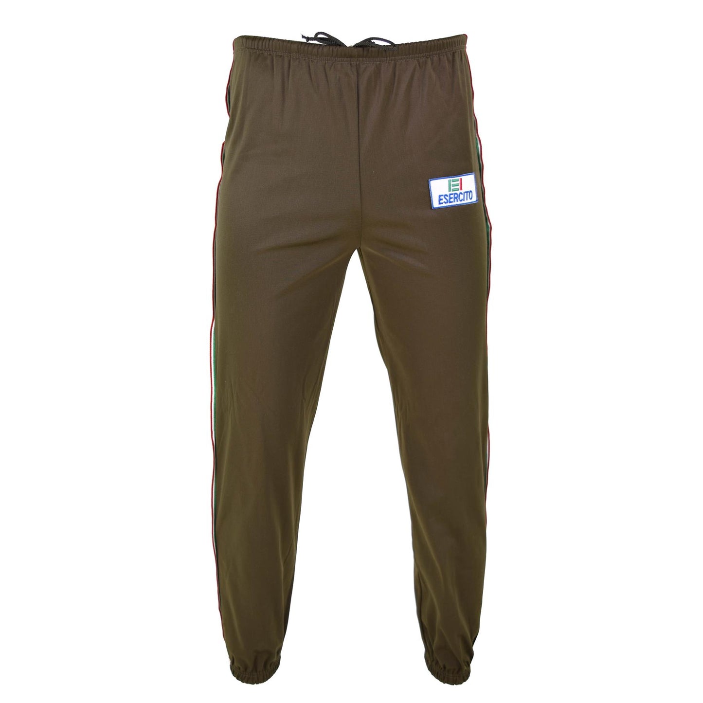 Italian army sweatpants with zippered pockets, brown