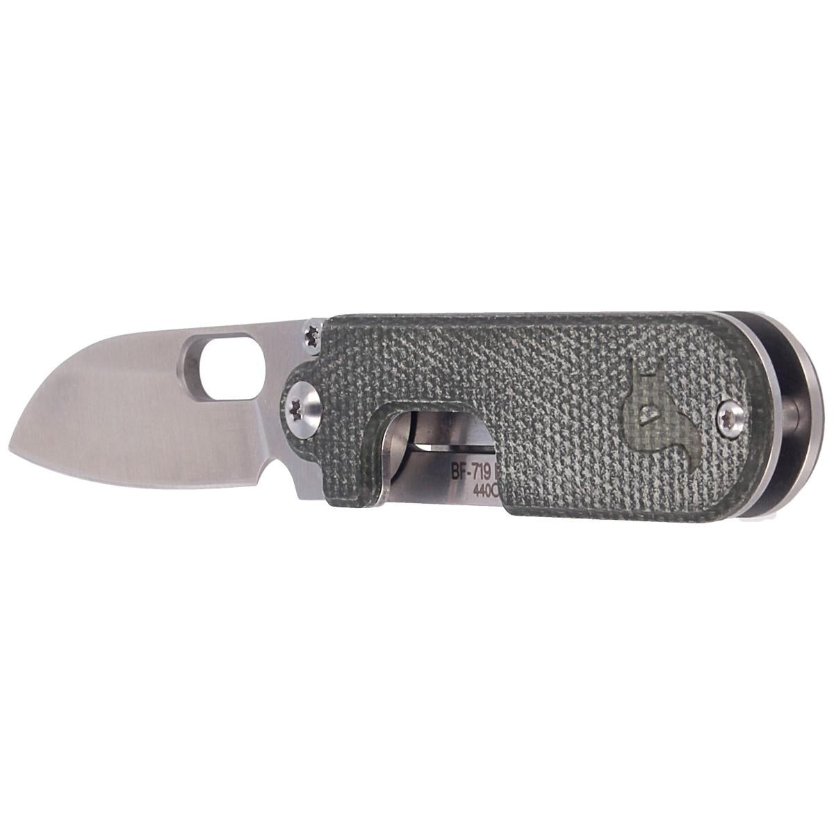 Fox Knives BEAN GEN2 kišeninis peilis 440C nerūdijantis plienas satino danga su žalia Micarta rankena.