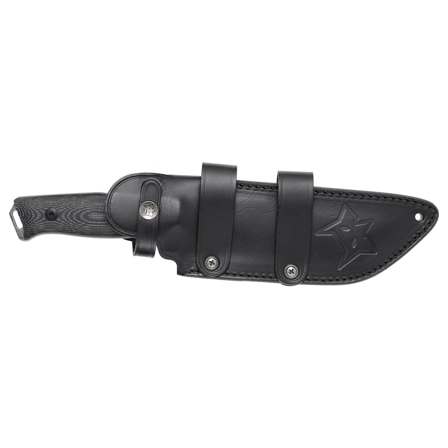Fox Knives FOX NATIVE BUSHCRAFT FX-611 tvirtas peilis su D2 plieno ašmenimis ir odine makštimi gamtai.