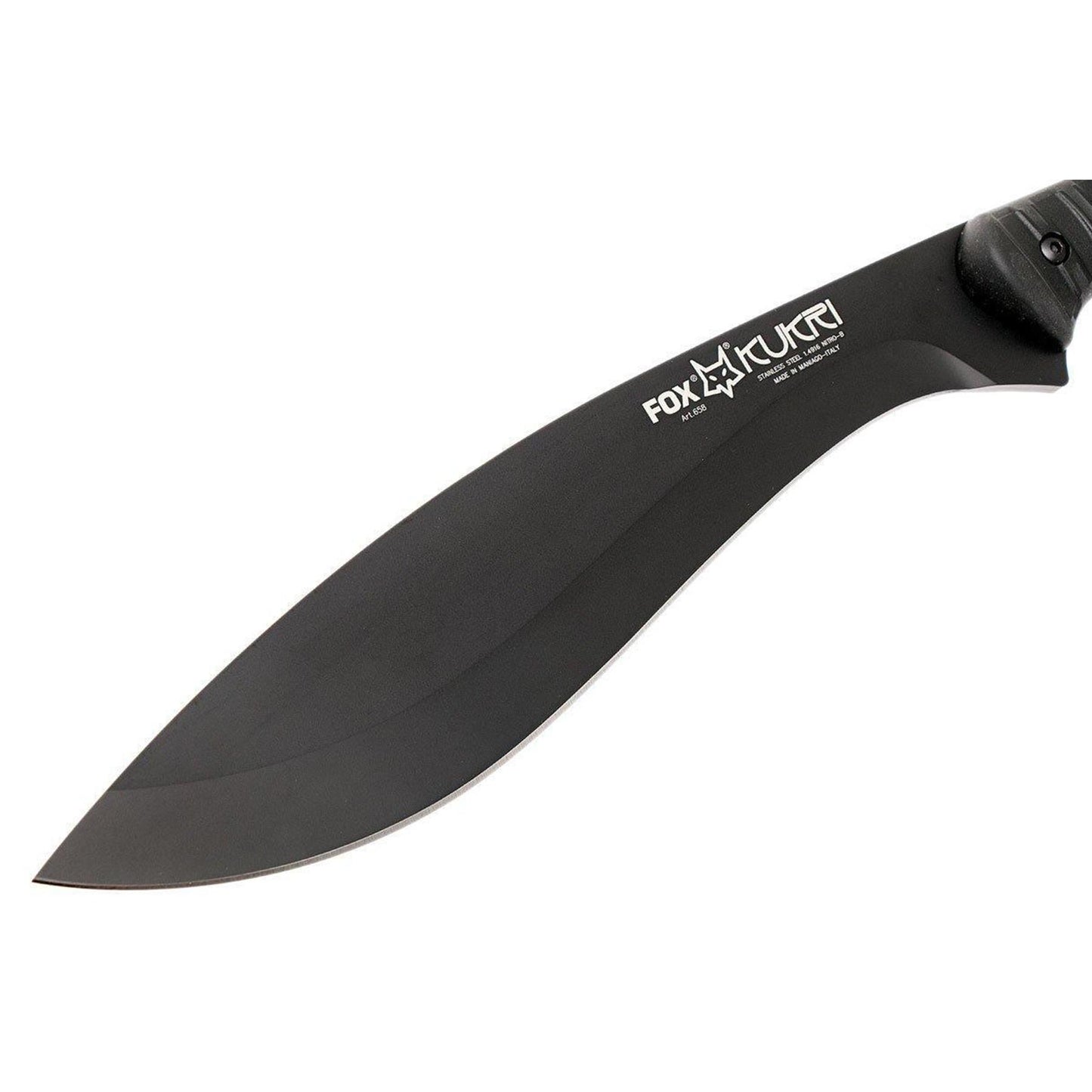 Fox Knives KUKRI mačetė pagaminta iš 4119 nitro-B nerūdijančio plieno, tvirto ir universalio naudojimo.
